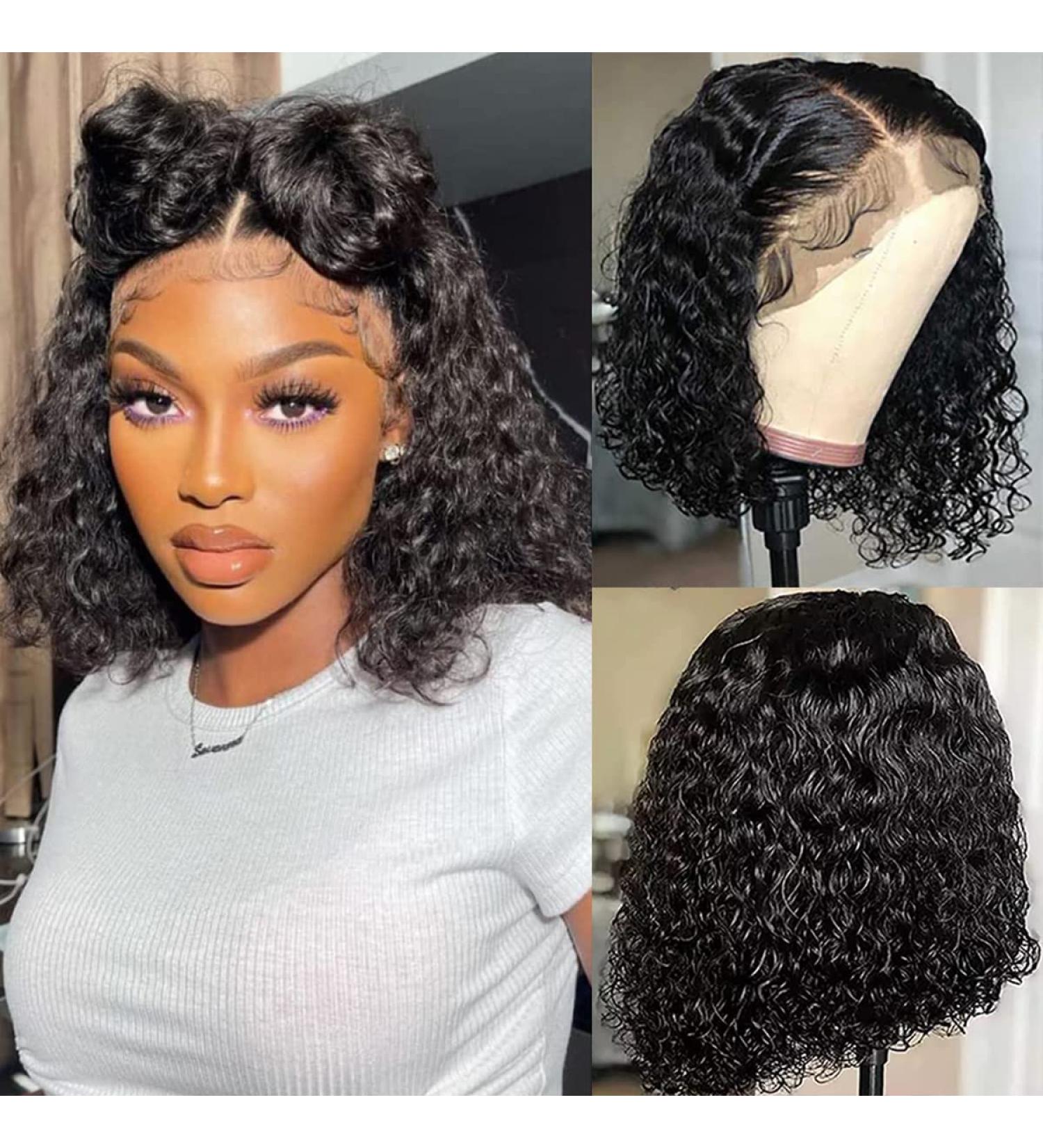 12 Inch Curly Bob Wig | Human Hair Lace Front Wig for Black Women | 180% Density | Pre-Plucked with Baby Hair | Natural Hairline - Buy Online on GoSupps.com