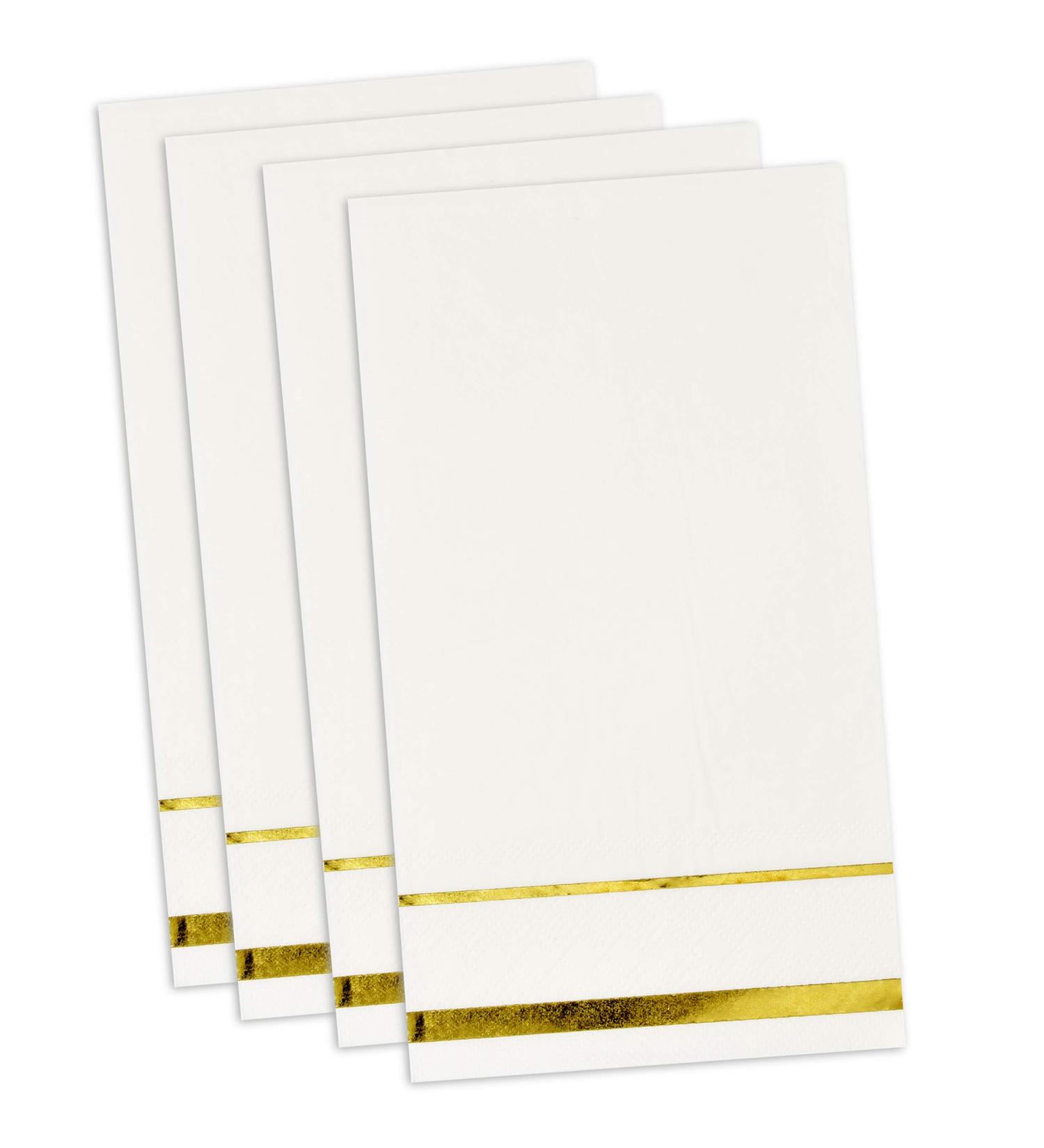 Gold Trim Guest Napkins - Elegant Disposable Paper Hand Towels for Weddings & Parties - Buy Online on GoSupps.com