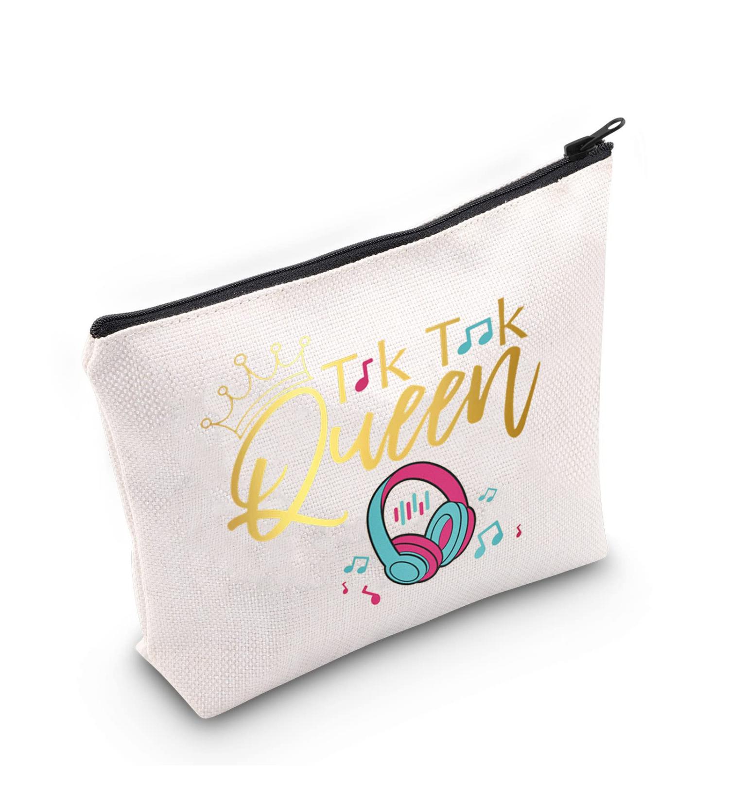 LEVLO Funny TikTok Cosmetic Bag - Perfect Gift for TikTok Fans | TikTok Queen Makeup Zipper Bag for Women & Girls - Buy Online on GoSupps.com