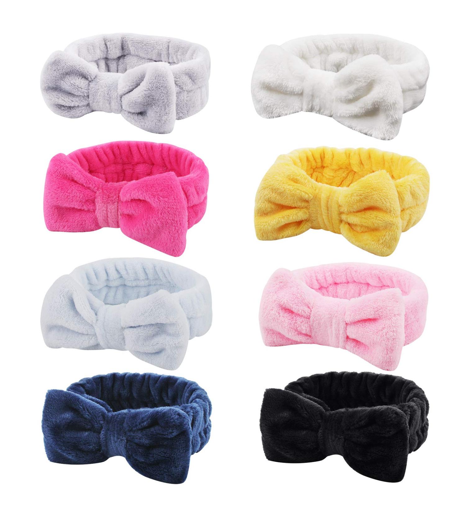 Ondder 8 Pack Spa Headbands for Women - Facial Bowknot Headbands for Skincare, Makeup, and Shower - Fluffy Hair Bands for Girls - Buy Online on GoSupps.com