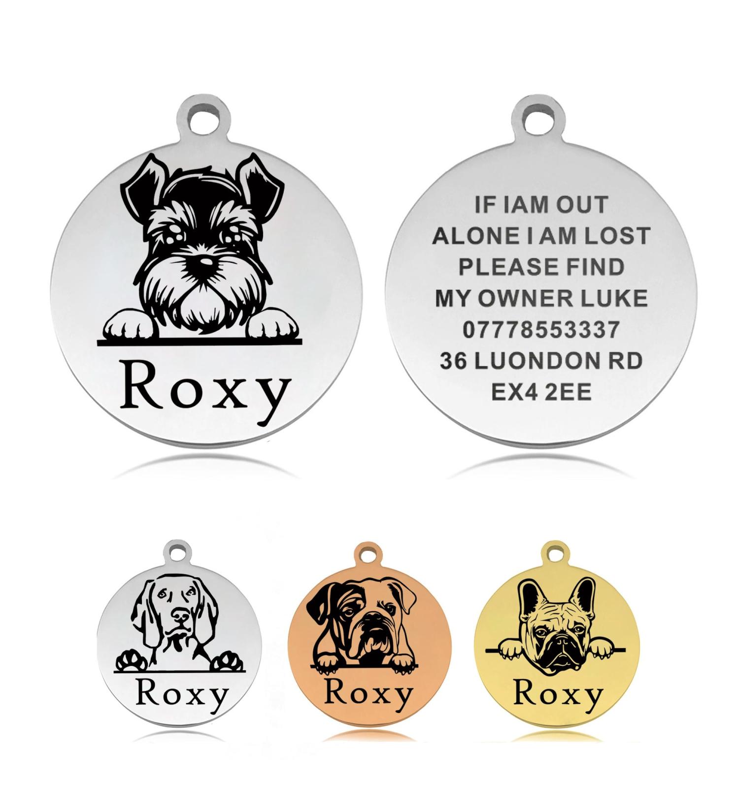 Dog Tags for Pets Engraved UK Personalised Dog Tag Dog Name Tag Dog Tags Dog ID Tag Custom Stainless Steel Dog ID Tags for Puppy Dogs Pet Dog (Silver L Round) - Buy Online on GoSupps.com