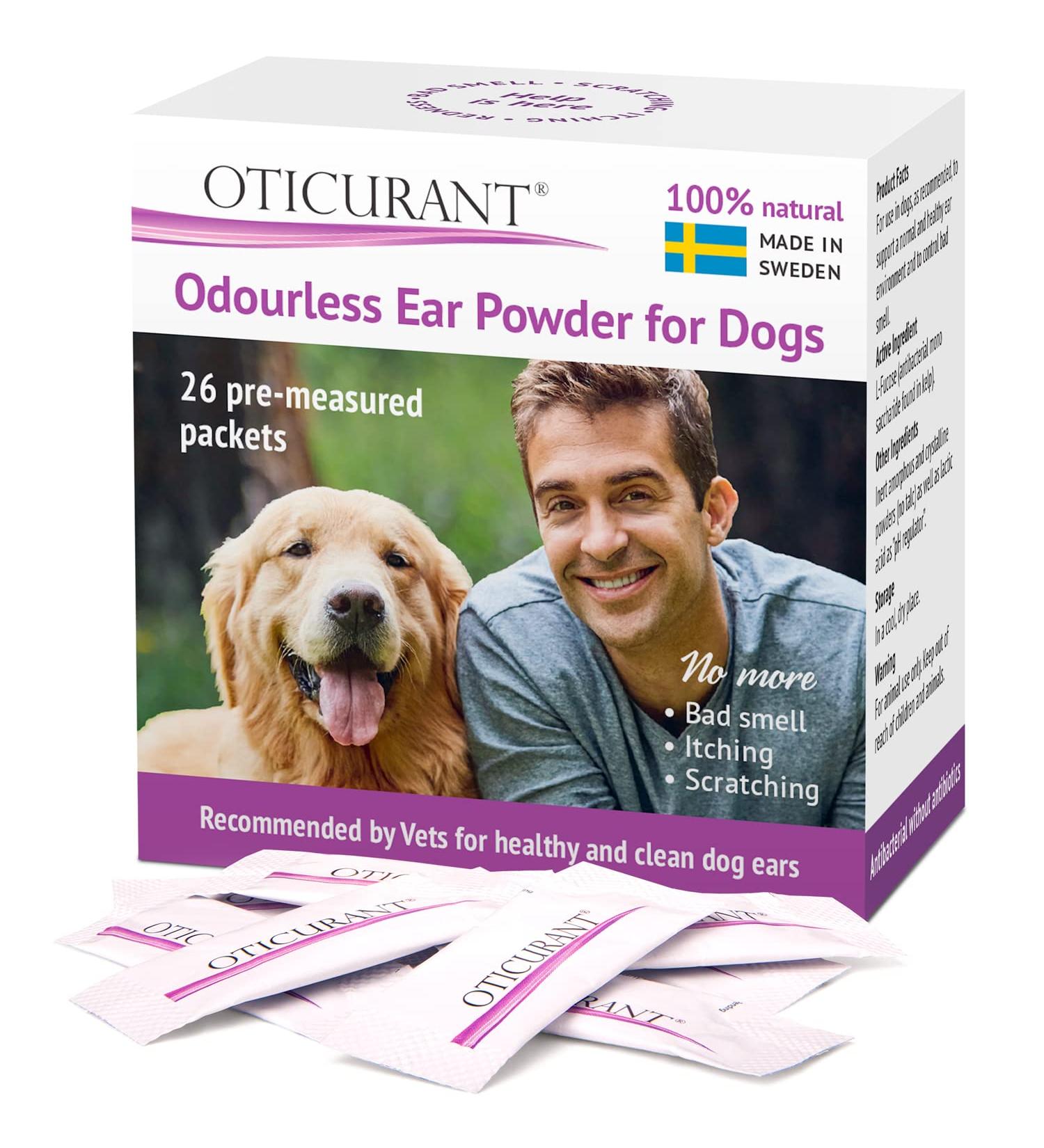 OTICURANT Dog Ear Powder | No more Itching Scratching or Bad Smell | Reduces Waxy Build Up | No Cleaning Solution Drops or Wash Needed | 26 Easy-Dose Packets - Buy Online on GoSupps.com