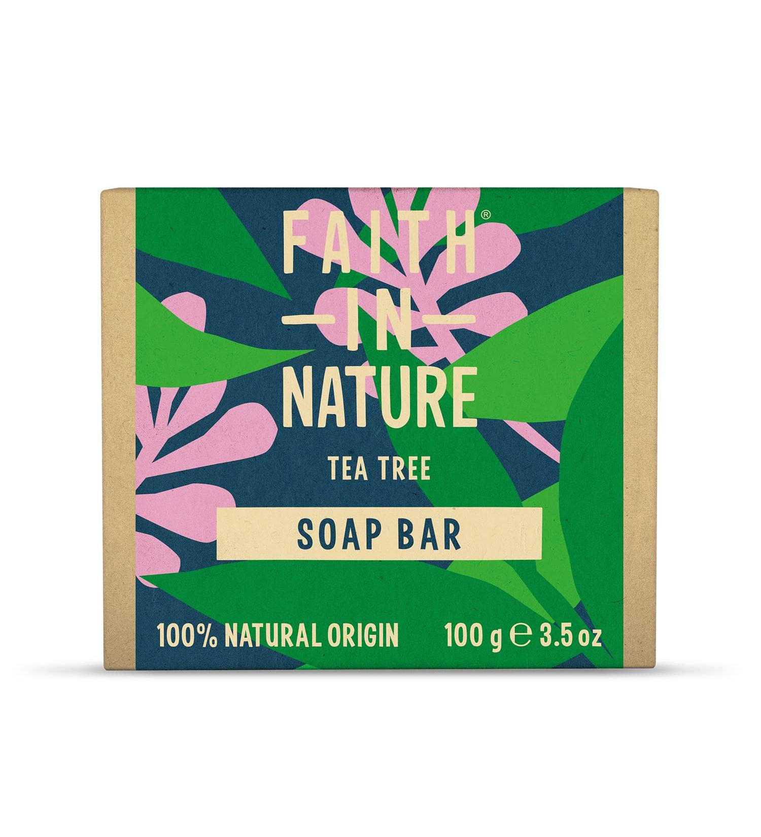 Faith In Nature Tea Tree Hand Soap Bar 100g - Vegan & Cruelty Free - No SLS or Parabens - Pack of 1 - Buy Online on GoSupps.com