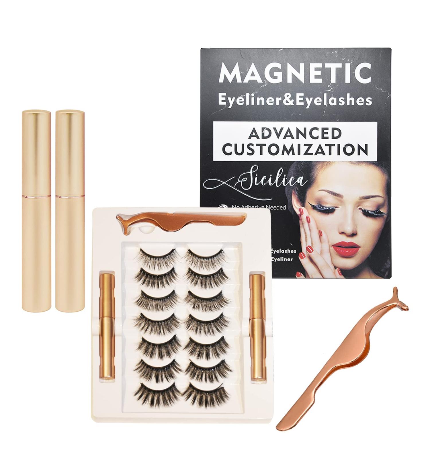 Sicilica 2023 Design Magnetic False Eyelashes Set - Waterproof, 7 Pairs for Natural Look, Cat Eye, Long & Thick - Ideal for Various Occasions - Buy Online on GoSupps.com