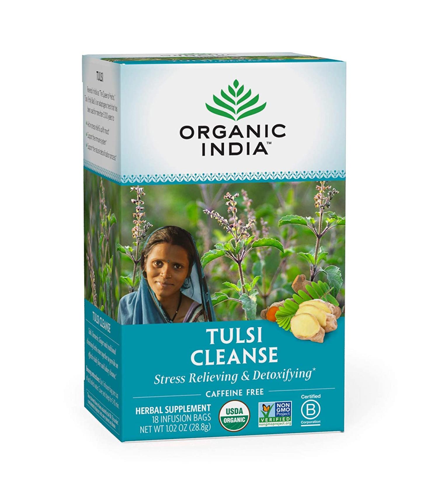 Organic India Tulsi Tea Cleanse - Caffeine-Free 18 Infusion Bags (1.02 oz) - Buy Online on GoSupps.com