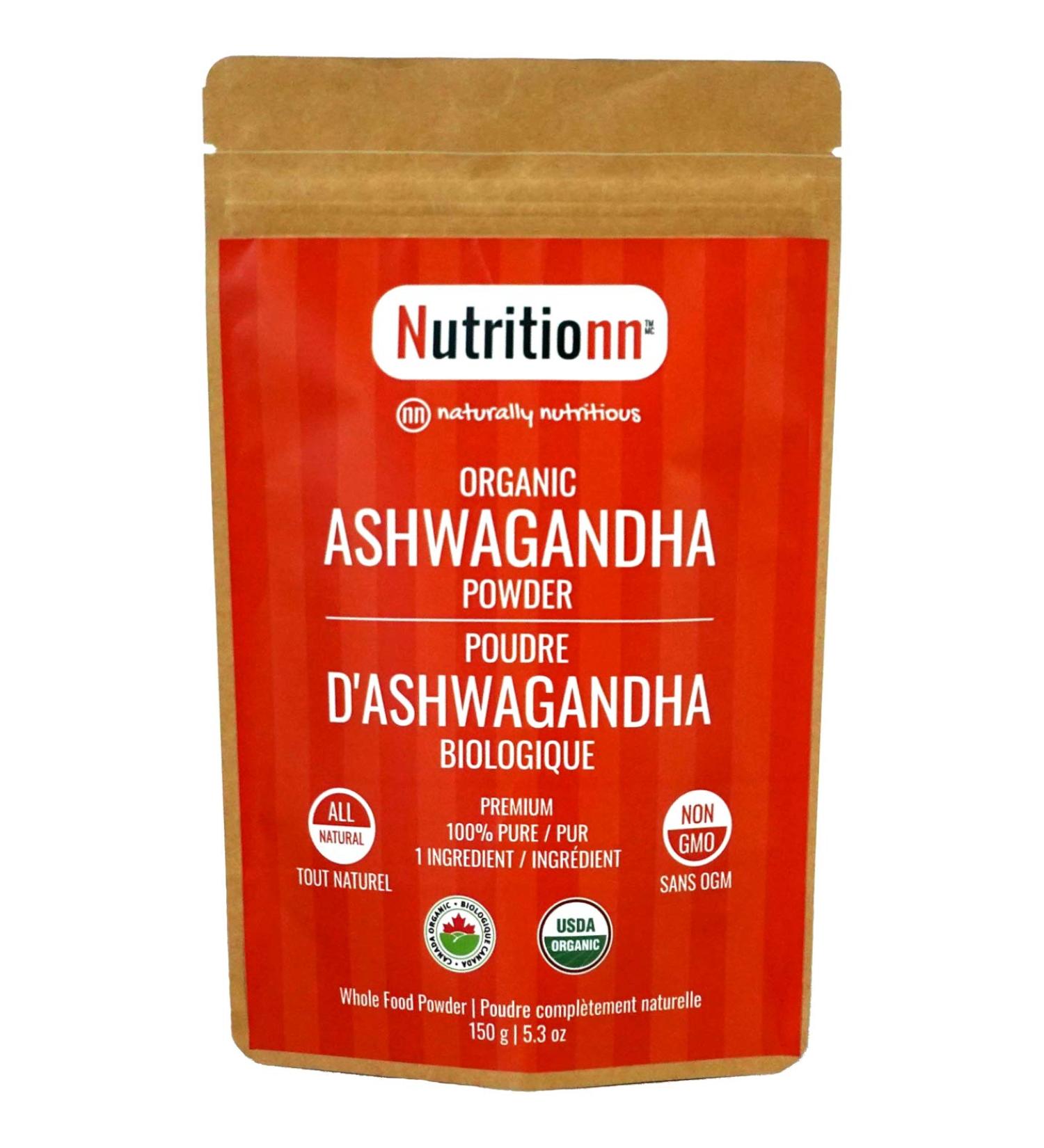 Organic Ashwagandha Powder by Nutritionn - 150 Grams - 100% Pure Natural Premium Whole Food Supplement - Anti-Anxiety & Stress Relief - Buy Online on GoSupps.com