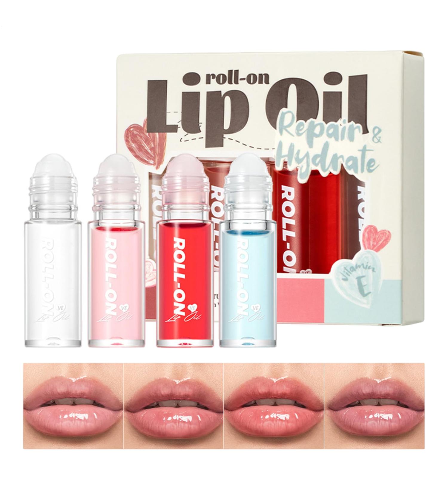  Generisch Set of 4 Glossy Lip Oils - Revitalizing Care - Moisturizing Shine - Convenient for travel and as a gift for women and girls - Buy Online on GoSupps.com
