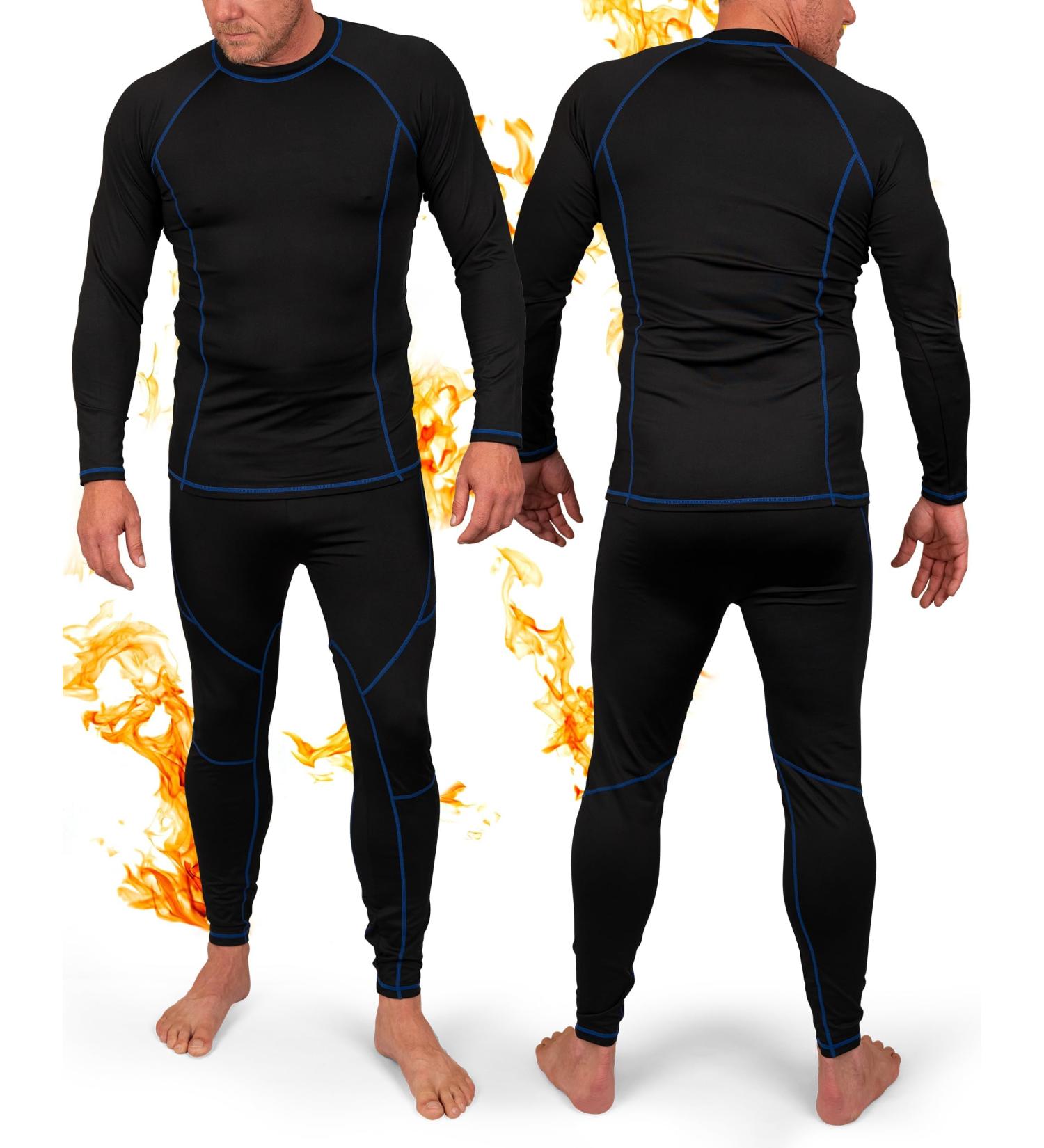 Basic Treasure Thermal Underwear Set for Men | Winter Ski Wear | Warm Thermal Shirt & Long Underpants | Functional XL Black & Blue - Buy Online on GoSupps.com