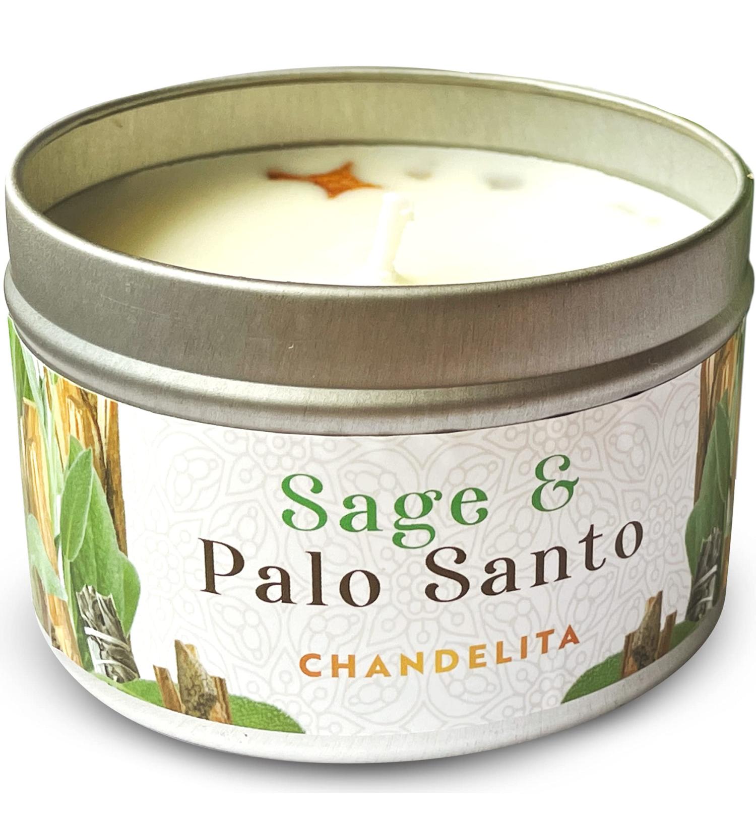 Chandelita Fragrance Candle | Natural Essential Oil Soy Wax | Chakra Aromatherapy Candle for Meditation & Cleansing - Sage & Palo Santo - Buy Online on GoSupps.com
