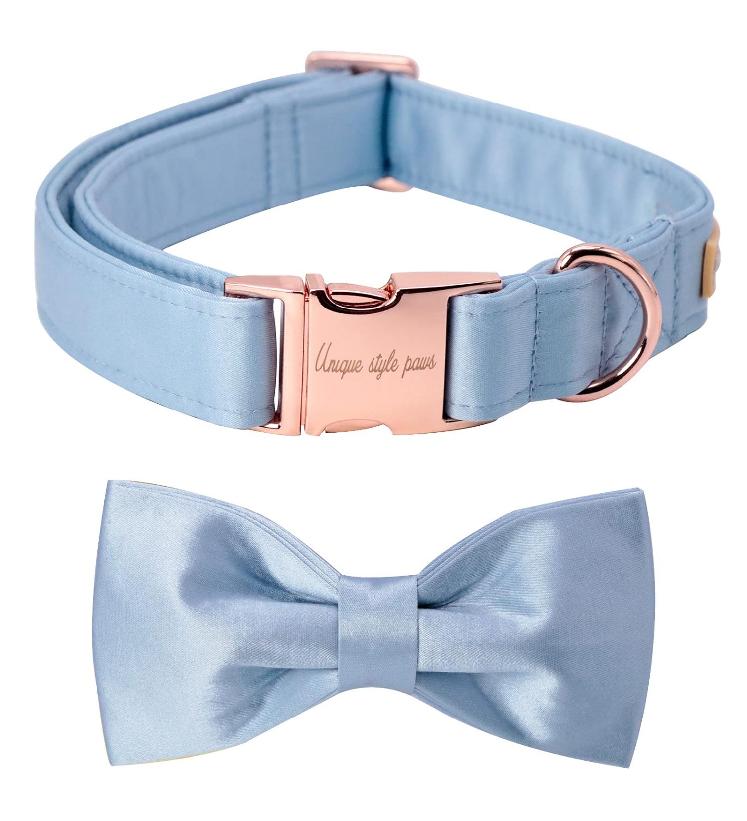 Buy Unique Style Paws Blue Satin Dog Collar - Adjustable Pet Collar for XS Dogs - Perfect Gift for Male & Female Puppies - Buy Online on GoSupps.com