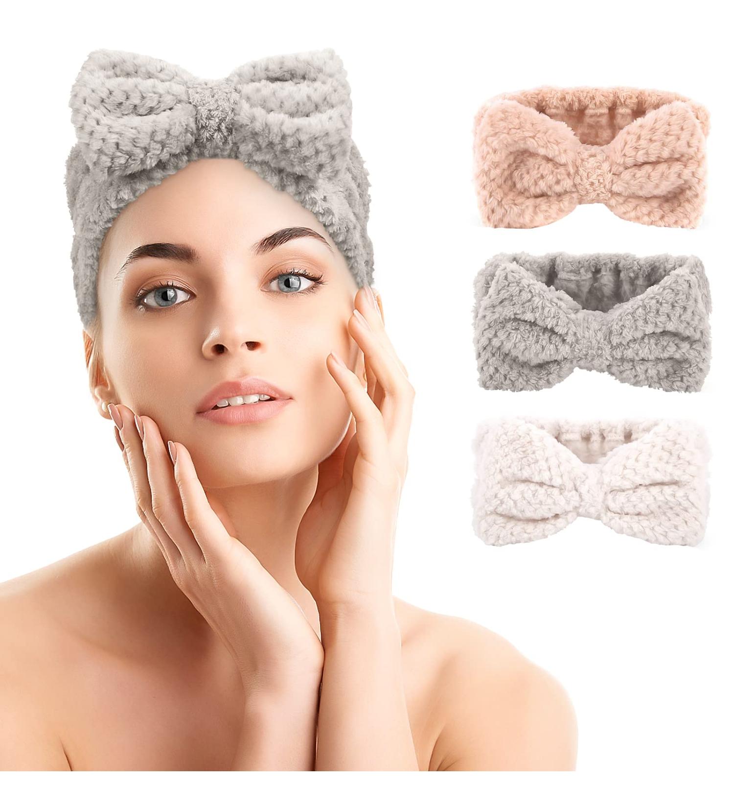Tufusiur 3 Pack Women Makeup Headband - Microfiber Bow Spa Hair Band for Skincare - Elastic Hairband for Washing Face - Ideal for Women and Girls - Buy Online on GoSupps.com