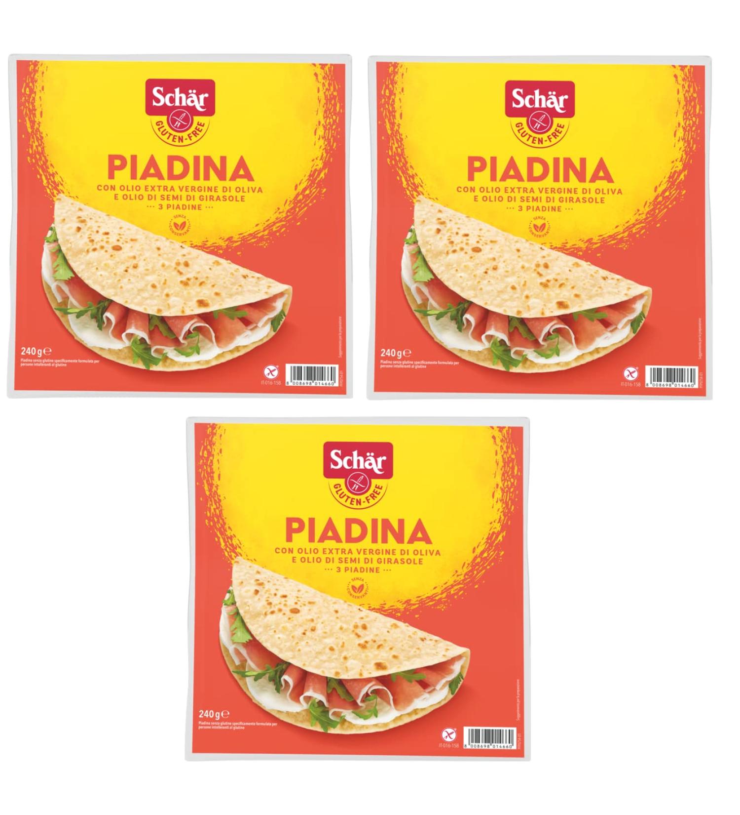 Piadina Gluten Free Peels with Extra Virgin Olive Oil and Gluten Free Sunflower Oil 240g Contains 3 Piadine - Buy Online on GoSupps.com
