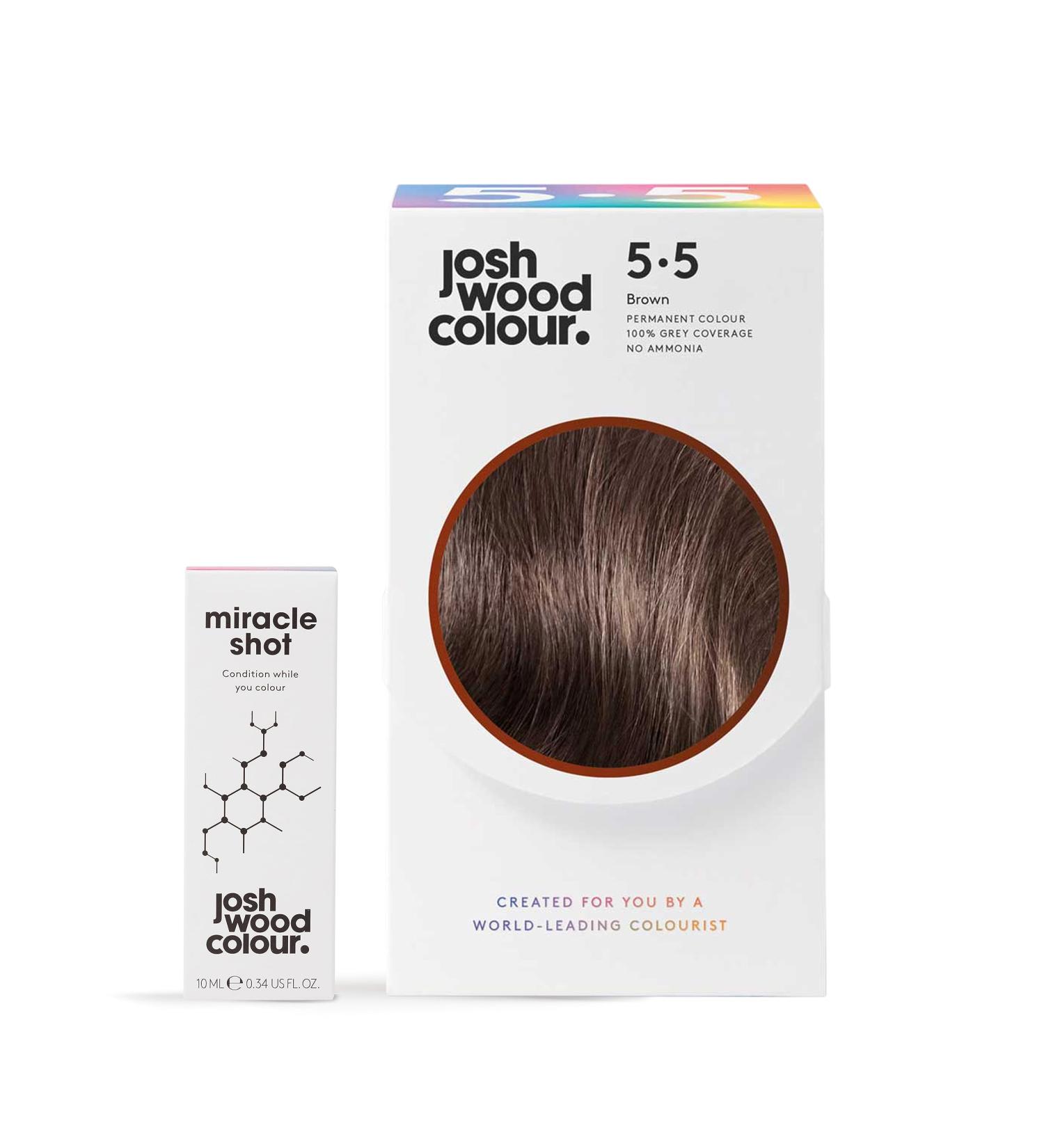 Josh Wood Colour Miracle Kit 5.5 - Ammonia-Free, 100% Grey Coverage, Stronger Hair, Less Breakage, Less Colour Fade - Brown Miracle Shot - Buy Online on GoSupps.com