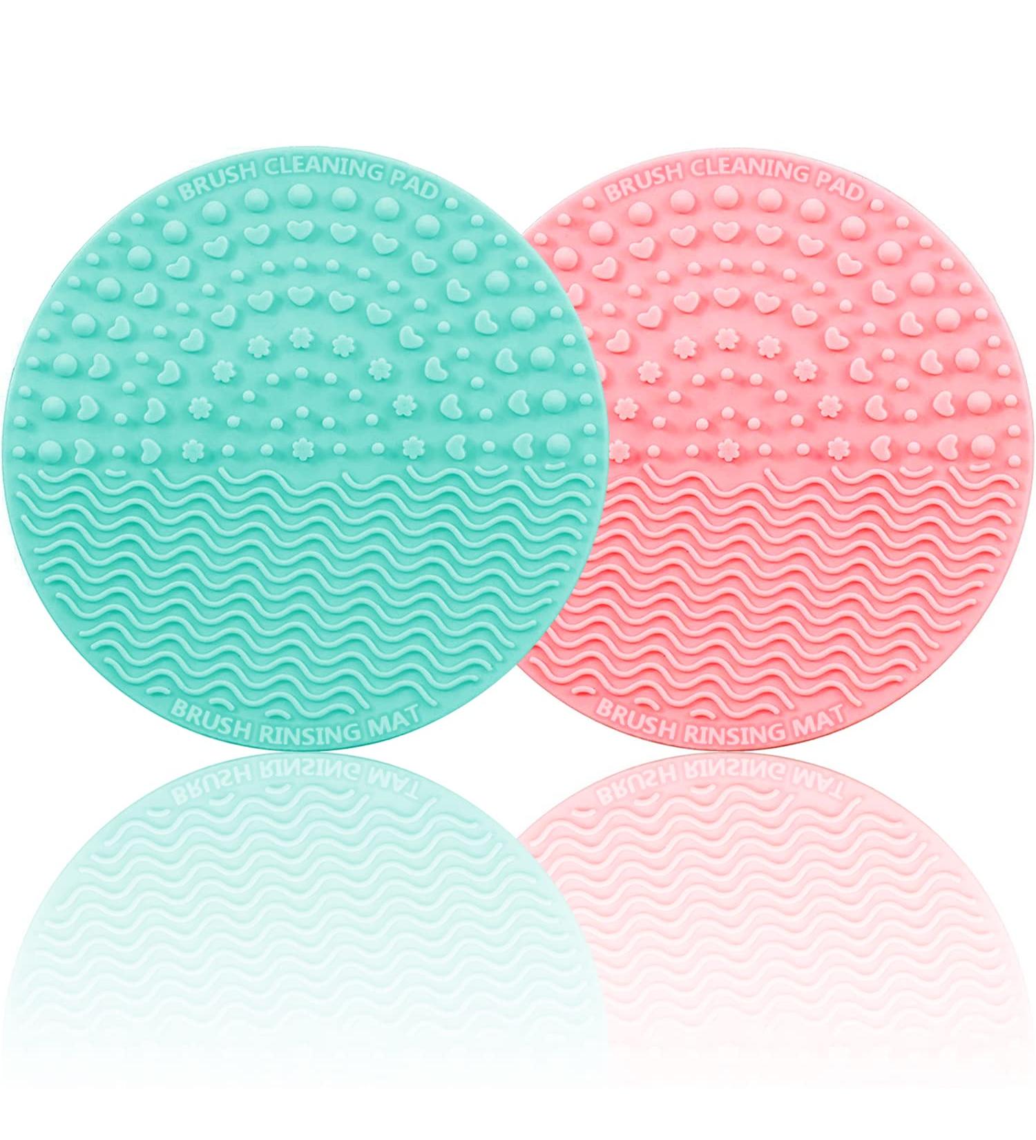 Silicone Makeup Brush Cleaning Pad - Cosmetic Cleaner for Valentines Day (2 Pack - Green & Pink) - Buy Online on GoSupps.com