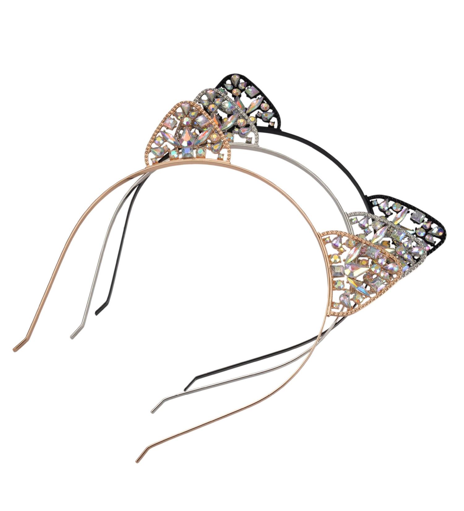 Crystal Cat Ears Headband 3 Pack - Women's Party Headwear & Costume Hair Accessories - Buy Online on GoSupps.com