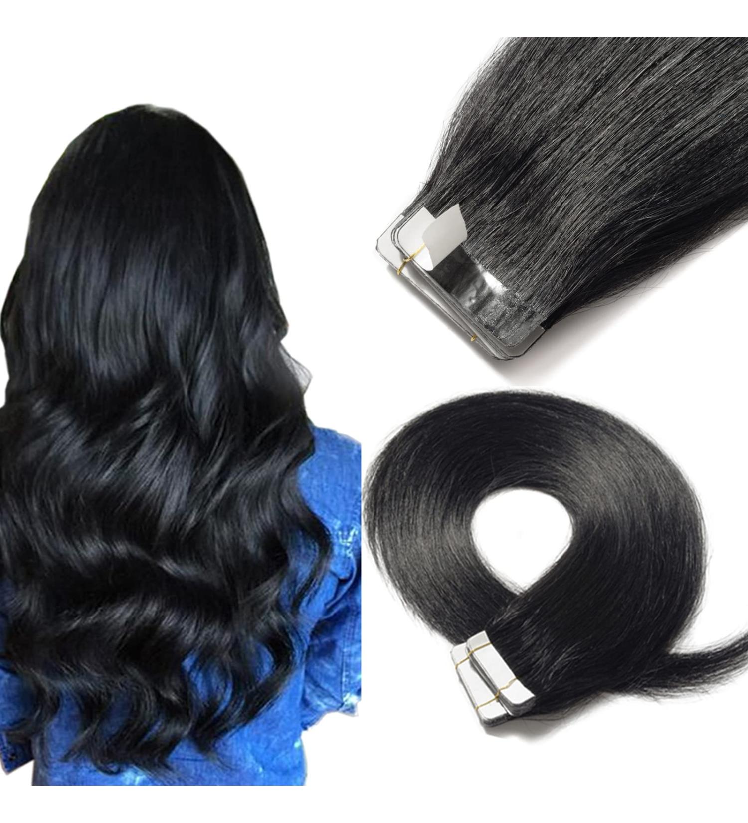 SEGO TAPE Extensions - 100% Remy Real Hair Adhesive Tape - 20 Pieces + 10 Free Tapes - Black #1 18 (45cm) 50g - Premium Quality Hair Extensions for Beautiful Styles - Buy Online on GoSupps.com