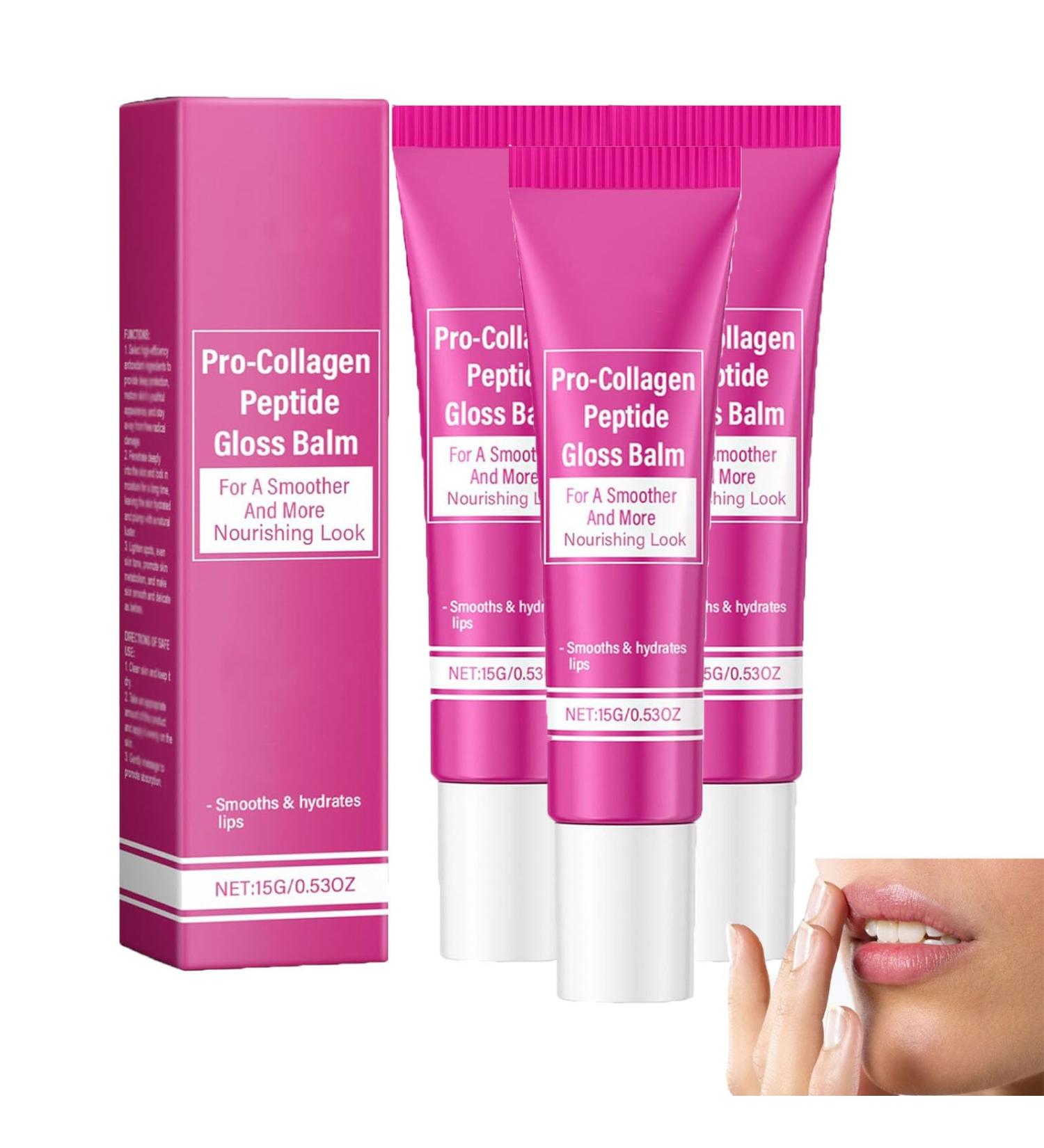  yxcully Pro-collagen peptide lip balm - Moisturizing and plumping lip gloss with vitamin E non-greasy long-lasting smooths and repairs dry lips reduces wrinkles (3 pcs) - Buy Online on GoSupps.com