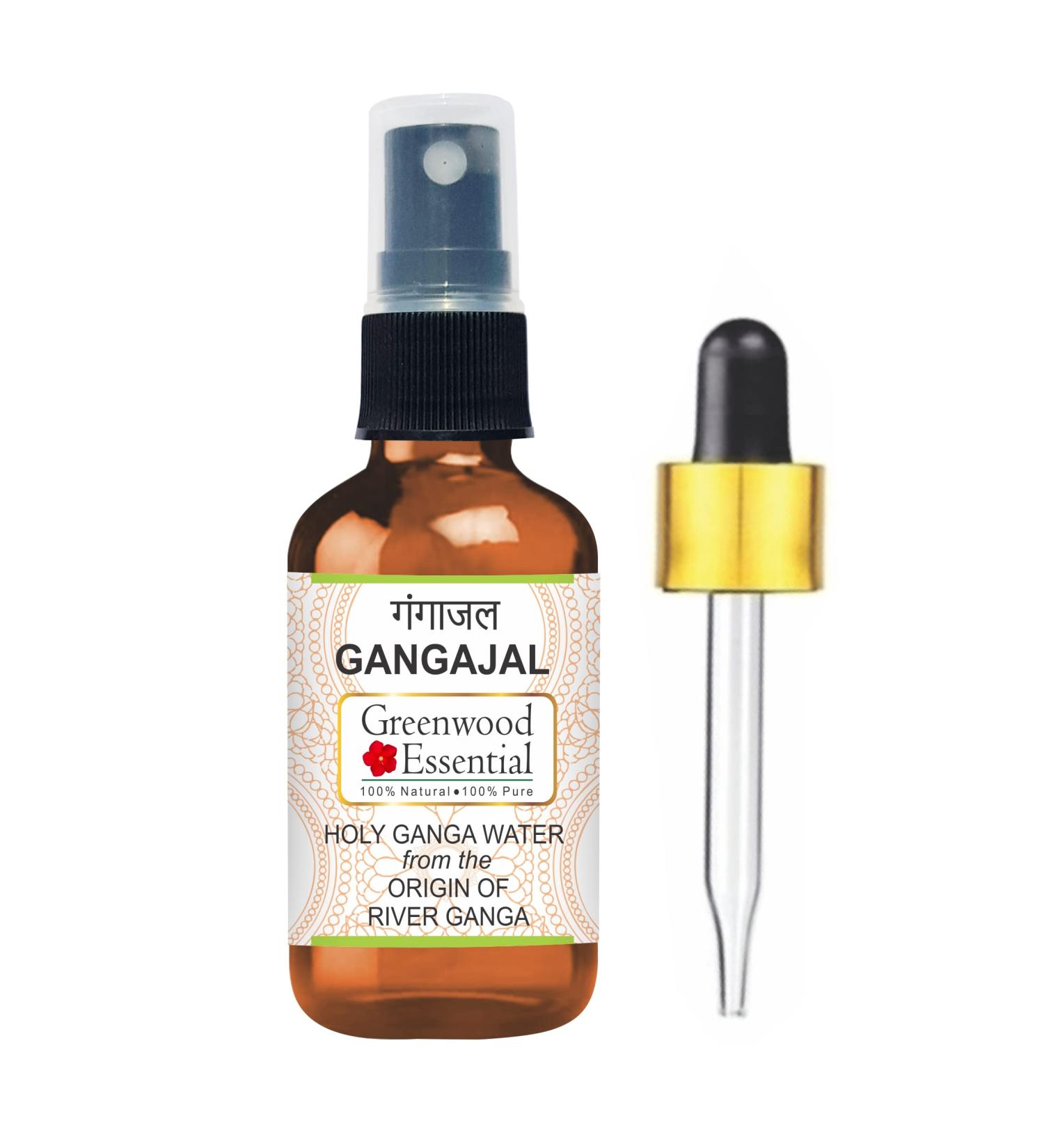 Greenwood Gangajal - Holy Ganga Water 100ml Spray & Dropper | Pure River Water from Devprayag | International Shipping - Buy Online on GoSupps.com