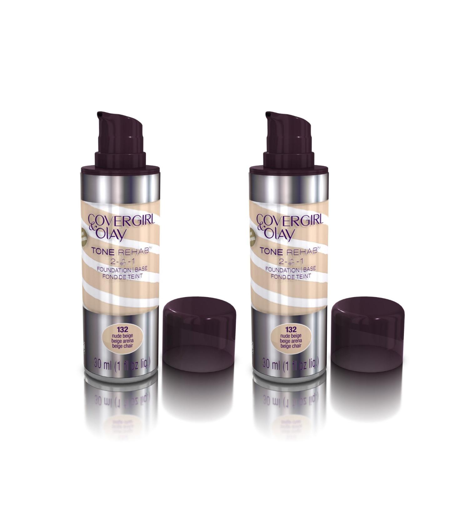 CoverGirl & Olay Tone Rehab 2-in-1 Foundation Nude Beige - 1 fl oz (30 ml) - Pack of 2