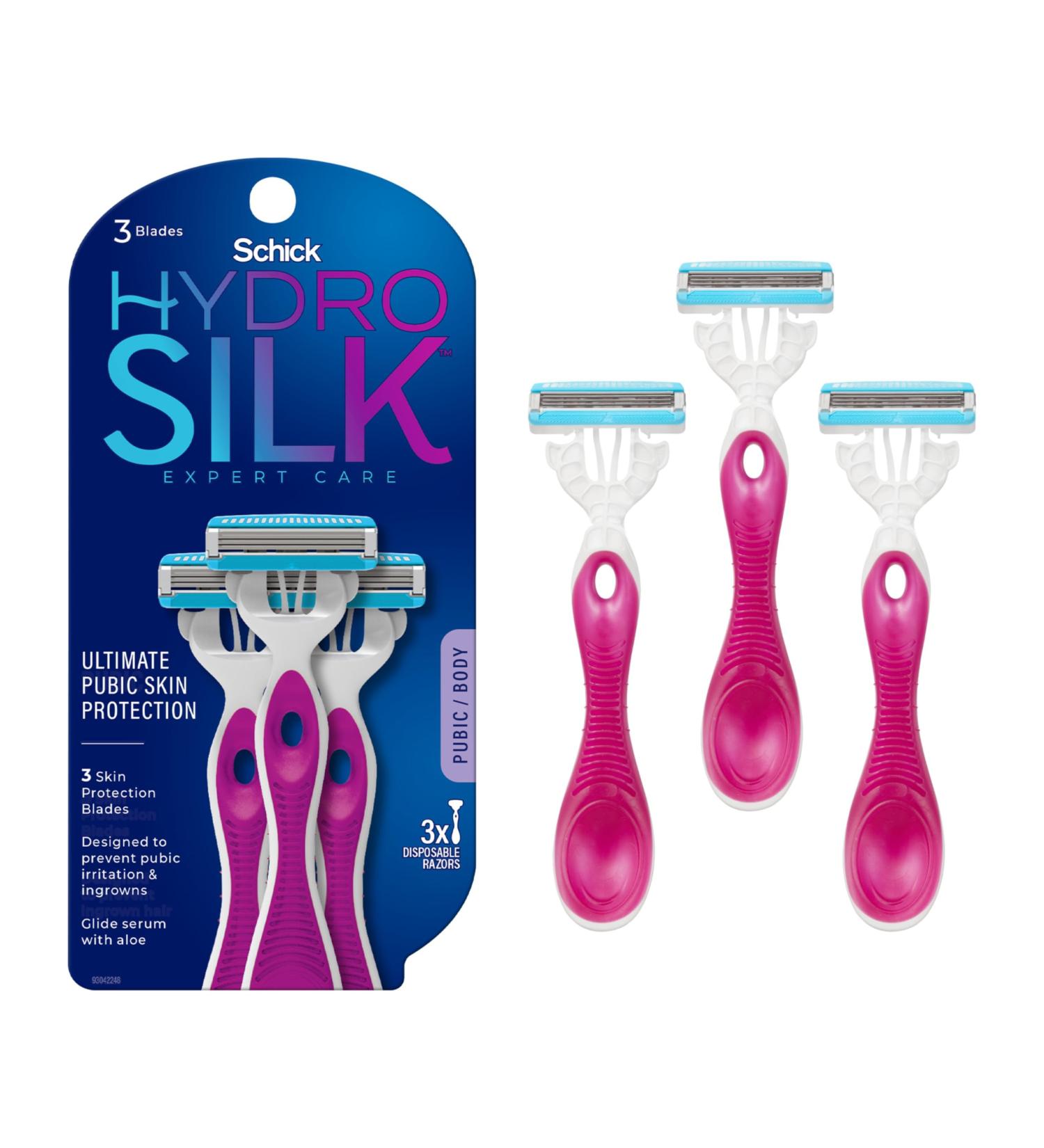 Schick Hydro Silk Disposable Razors for Women - Ultimate Pubic Skin Protection Sensitive Skin Bikini Shaver - 3ct - Buy Online on GoSupps.com