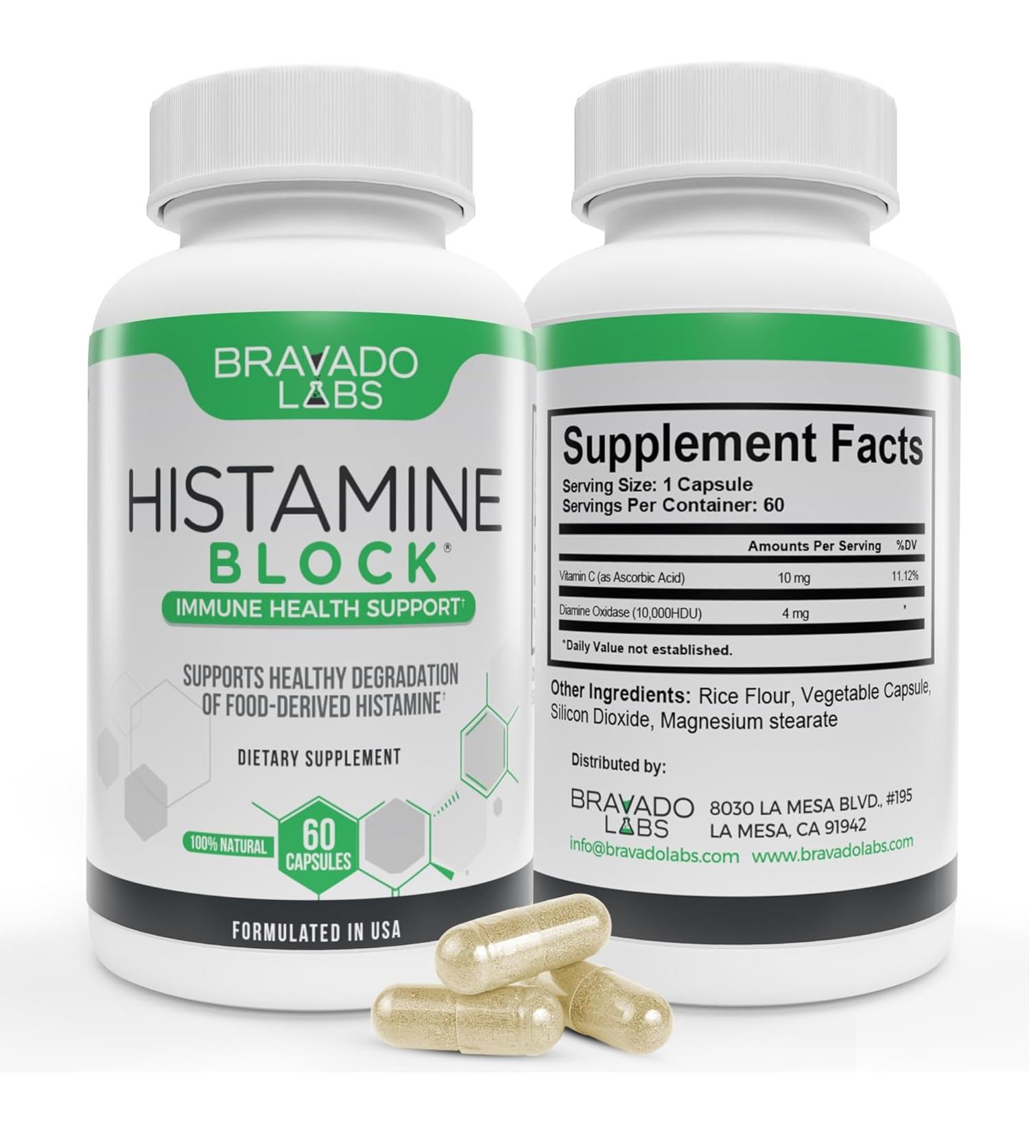 Premium Histamine Block Supplement - Histamine Blocker Diamine Oxidase Supplement - Advance DAO Enzyme Supplement for Food-Derived Histamine Intolerance - Made in USA (60 Capsules) - Buy Online on GoSupps.com