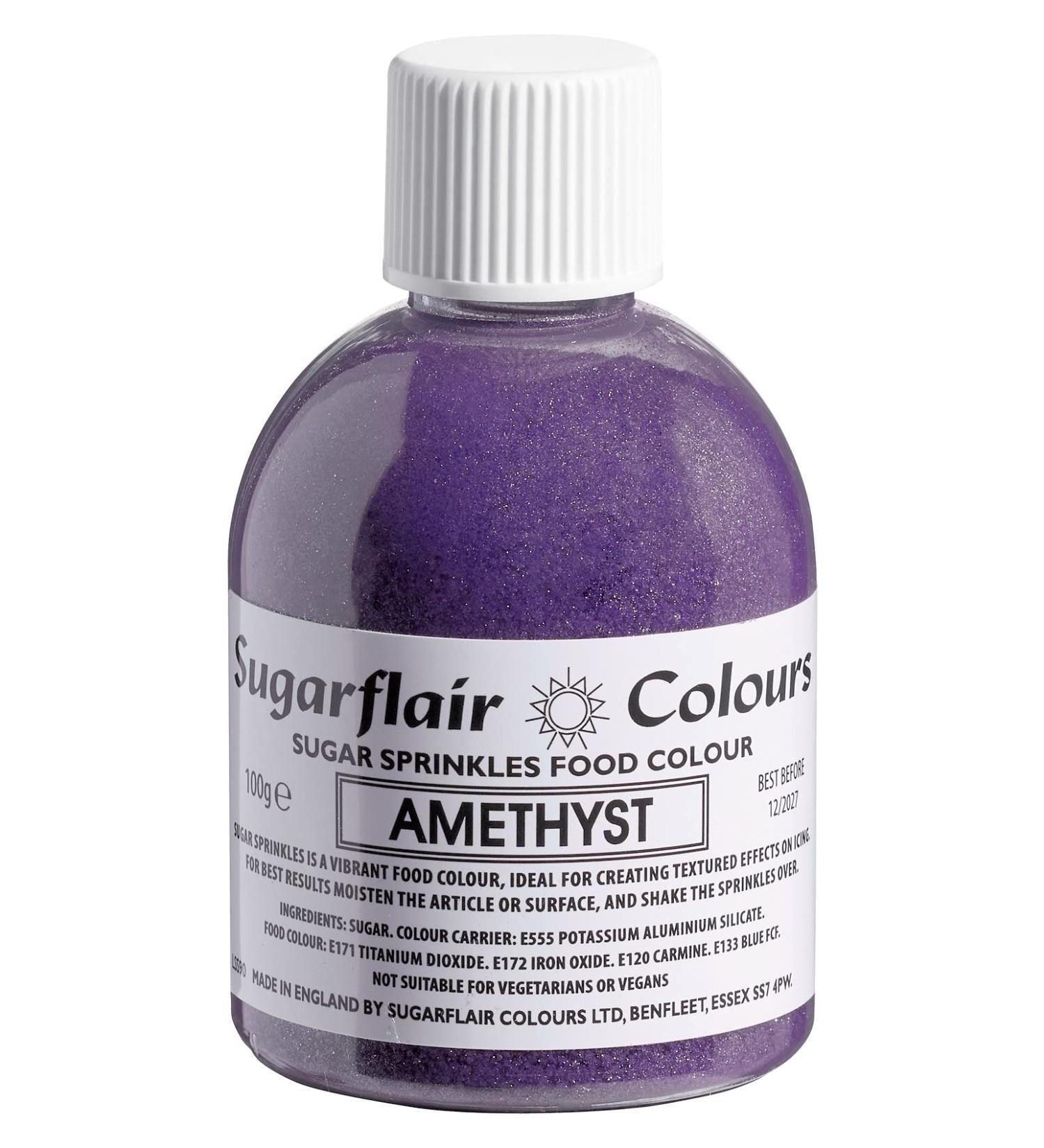 Sugarflair Amethyst Edible Glitter Sugar Sprinkles - for Cake Decorating Sprinkle on Cakes Cupcakes Treats Desserts Ice Cream and Deserts - 100g