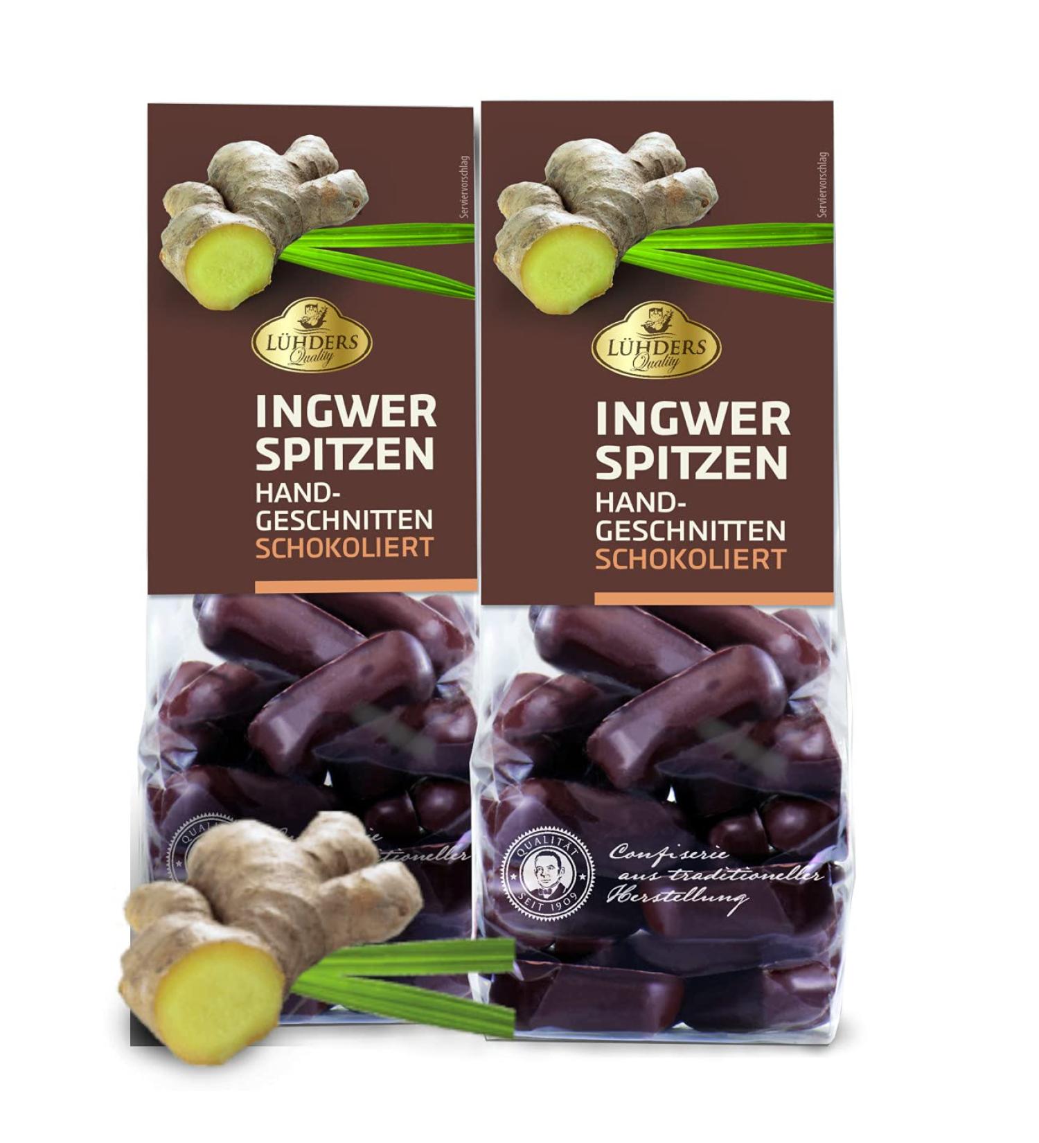 L hders ginger tips in dark chocolate set of 2 2x150g