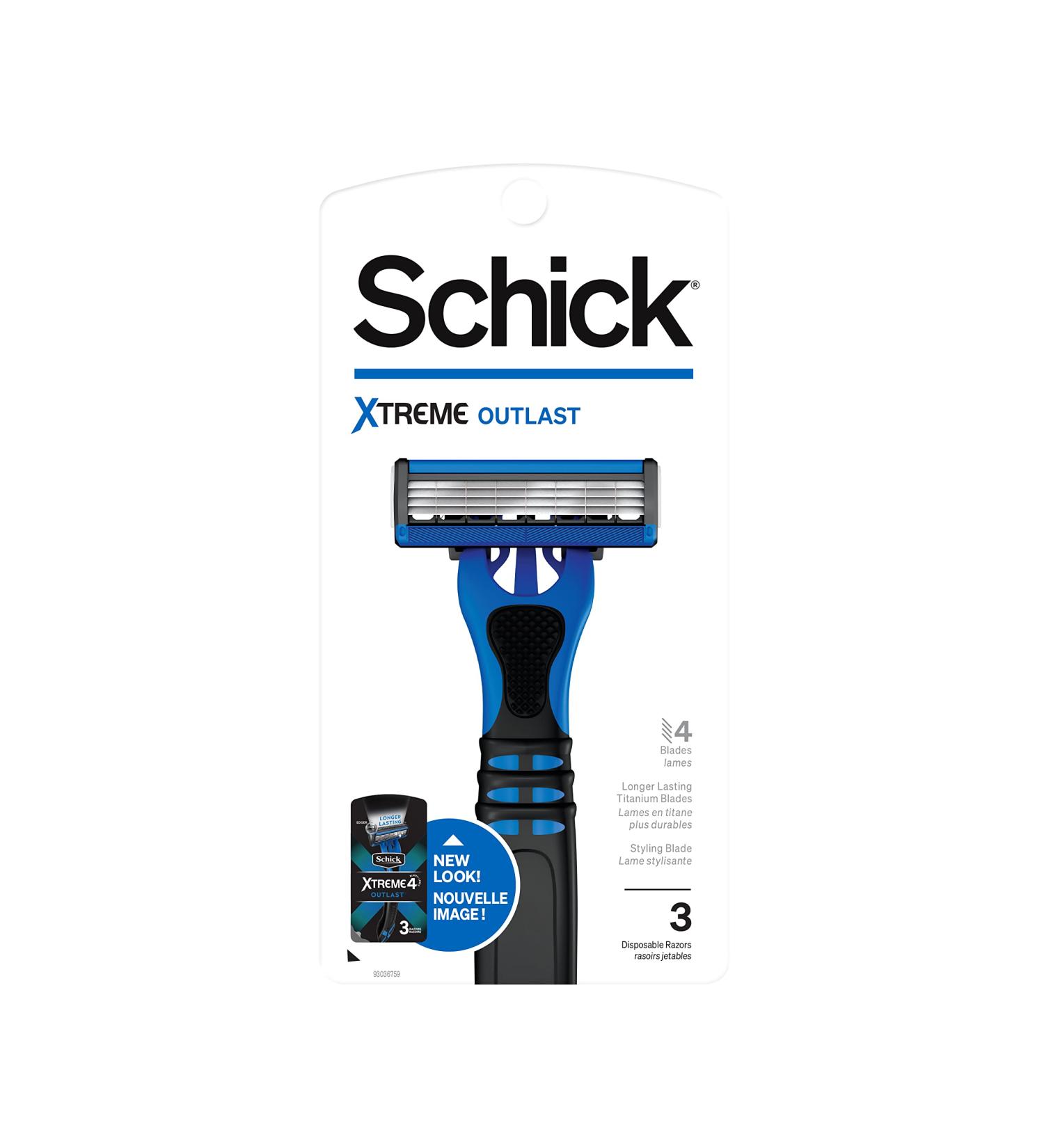 Schick Xtreme4 Outlast Disposable Razors for Men - 3 Count Pack - Buy Online on GoSupps.com