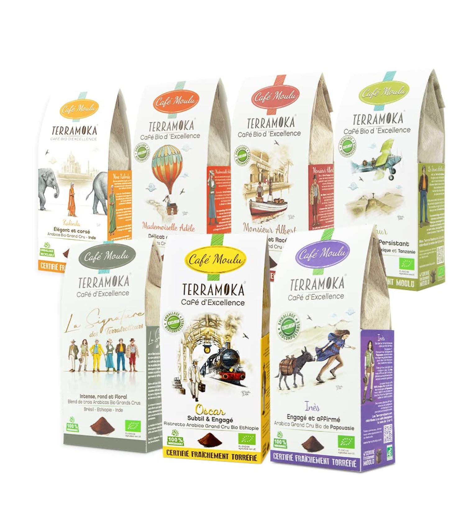 TERRAMOKA - Caf Moulu Bio d excellence - Coffret Cadeau D gustation - Mix 7 Caf Grand Cru - Cafe moulu 1750g (7 * 250g) - Torr fi en France - Buy Online on GoSupps.com