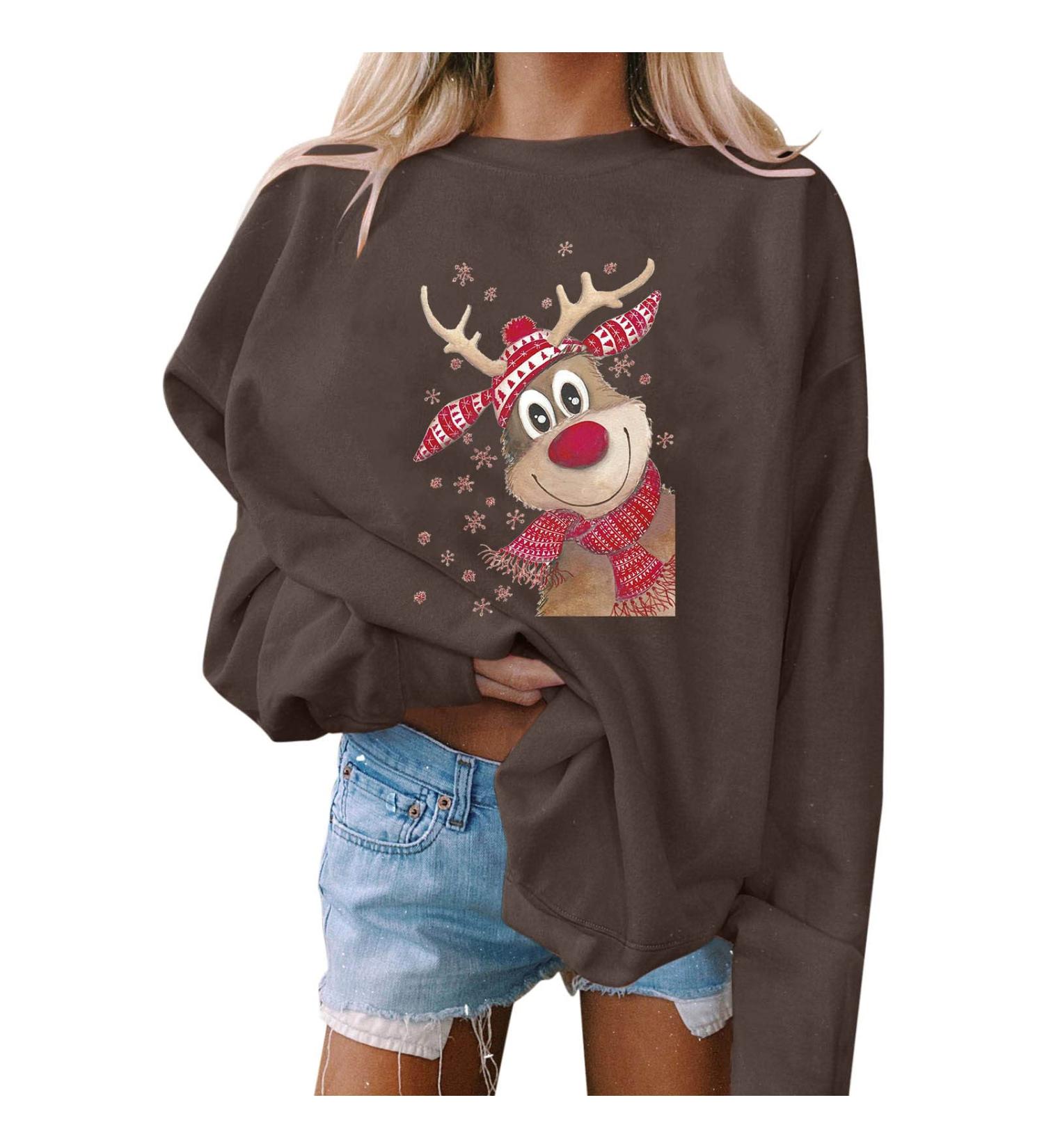 Buy Women's Funny Christmas Sweater - Long Sleeve Autumn Winter Hoodie | Plus Size XL - Buy Online on GoSupps.com