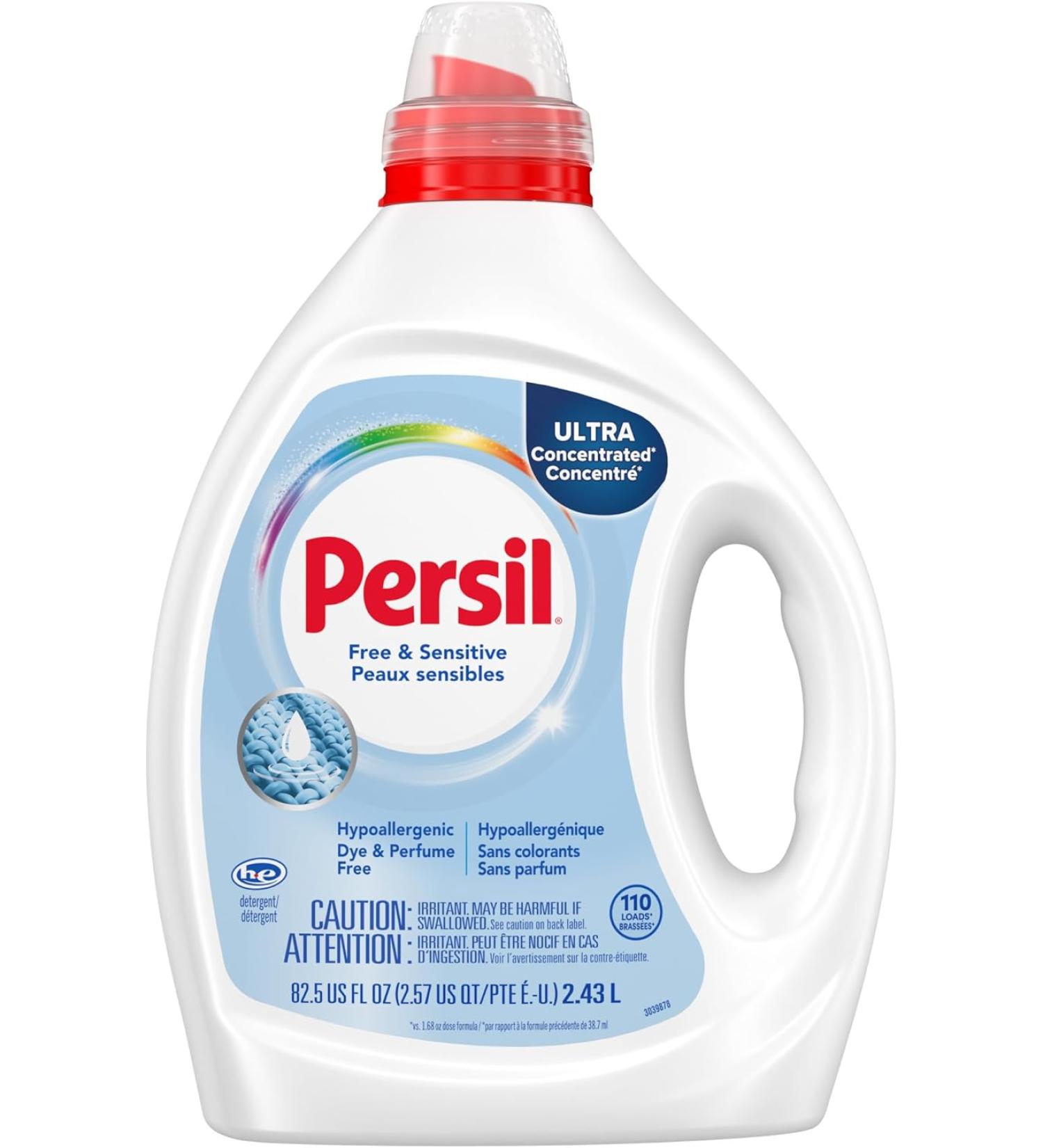 Persil Free & Sensitive Liquid Laundry Detergent - Unscented, Hypoallergenic, 2X Concentrated - 110 Loads - Buy Online on GoSupps.com