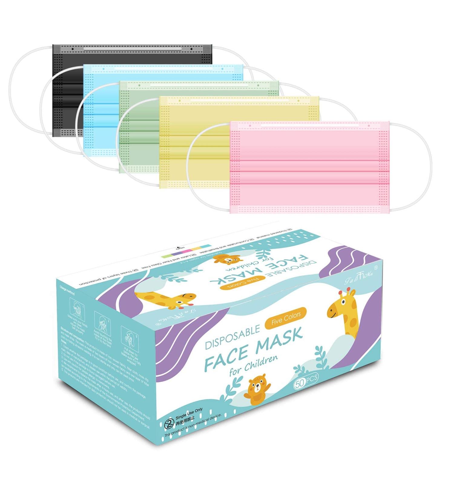 Taimu TM Kids Face Mask - Disposable, Colorful & Cute Protective Masks for Children - Anti Dust & Air Pollution Safety - Multicolor - Buy Online on GoSupps.com
