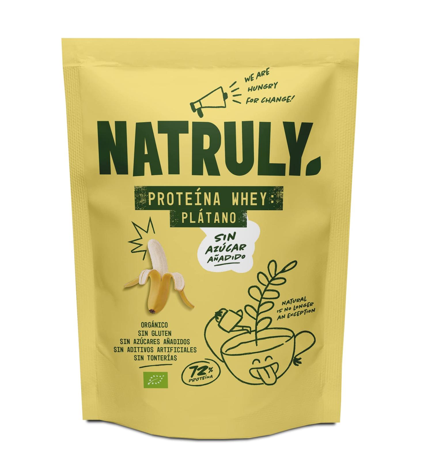 NATRULY Whey Protein BIO Banana, 72% Milk Protein Isolate from Pasture-Raised Cows, Sugar Free, 350g