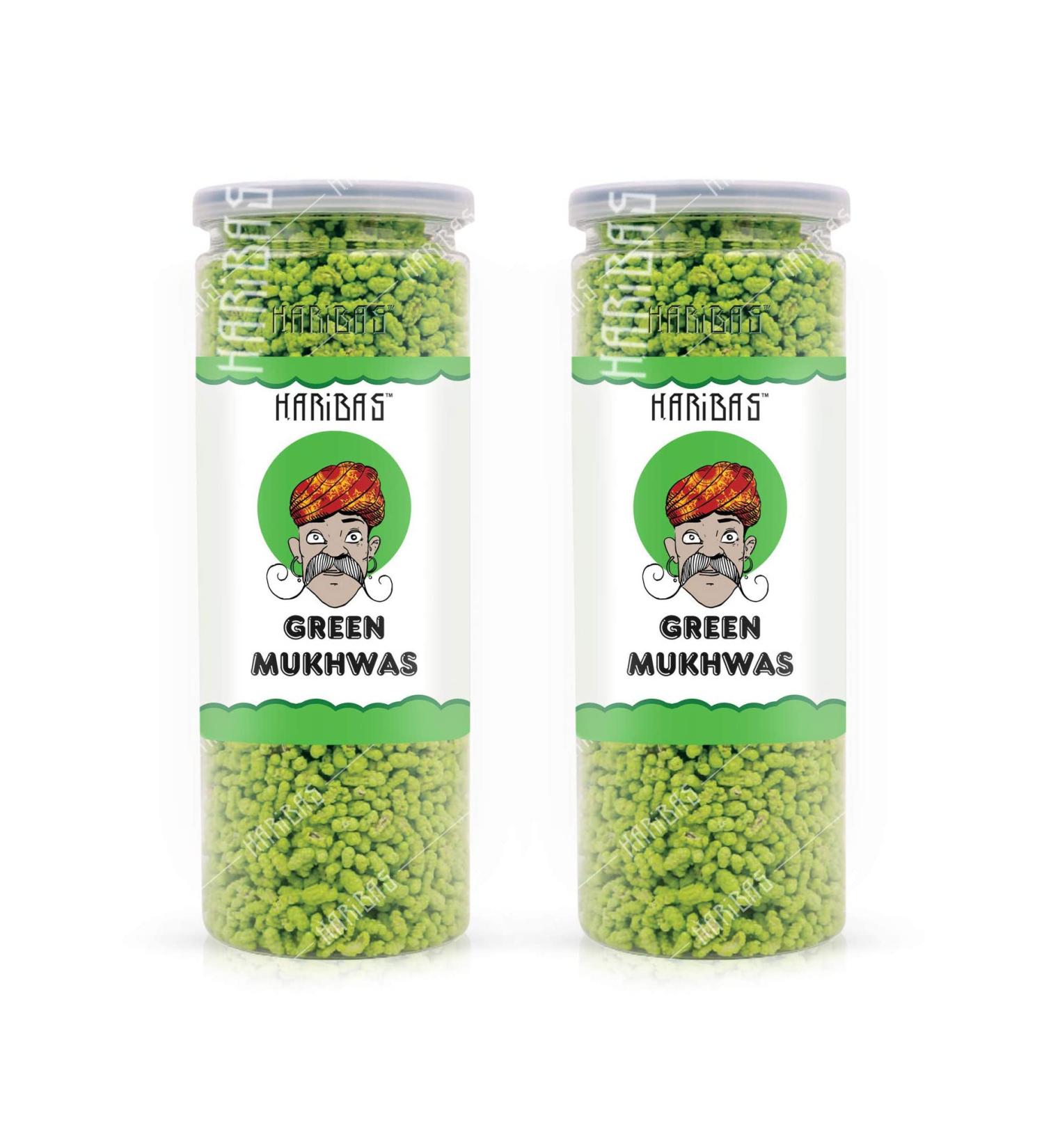 HARIBAS Green Mukhwas 200gm x 2 | Peppermint Coated Saunf Mouth Freshner (Mukhwas /Fennel Mouth Freshener Helps in Digestion After Meal and Drink Mukhwas Mouth Freshener)_Packing May Vary - Buy Online on GoSupps.com