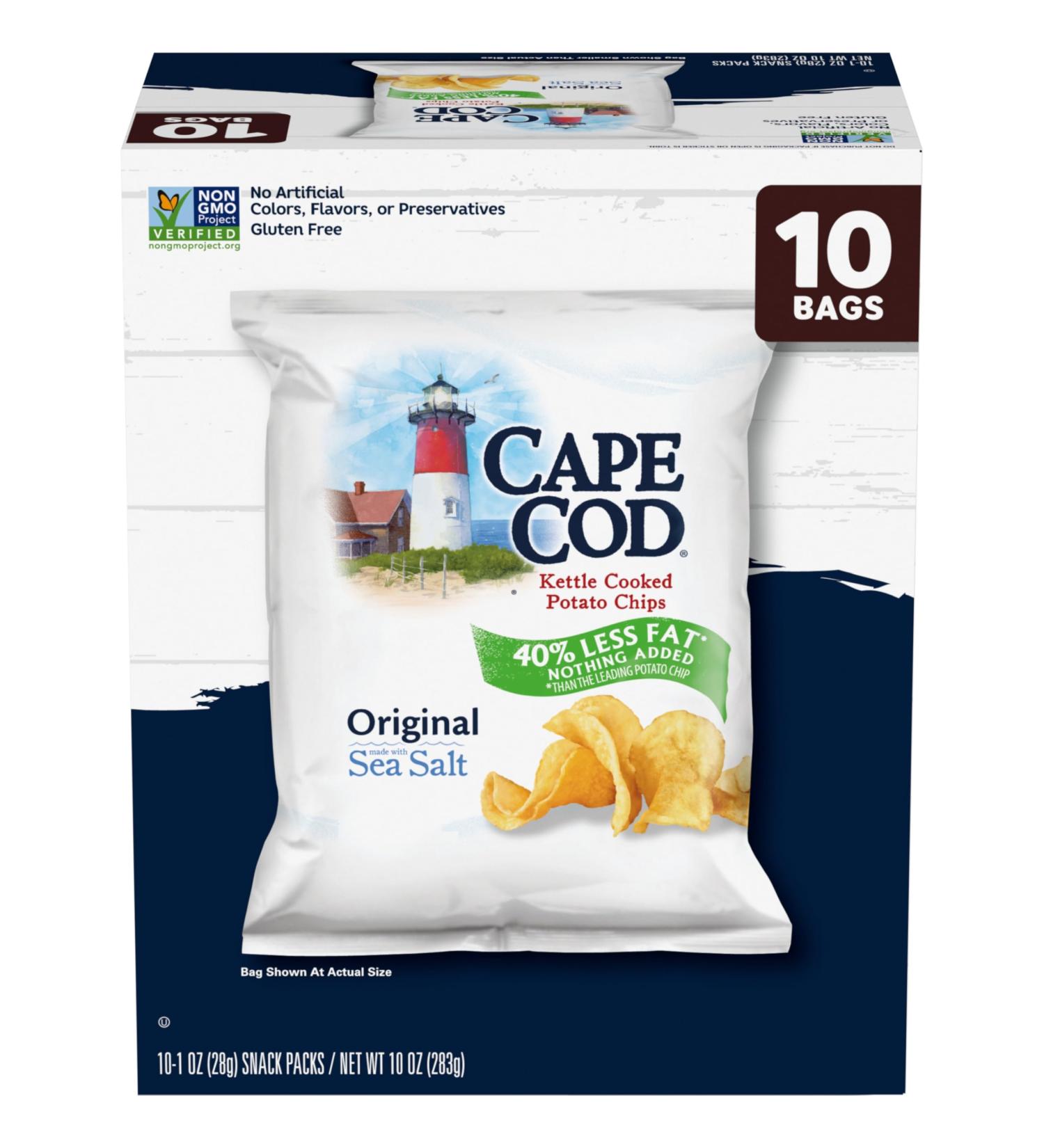 Cape Cod Croustilles de pommes de terre originales moins grasses 28 3 g 10 ct - Buy Online on GoSupps.com