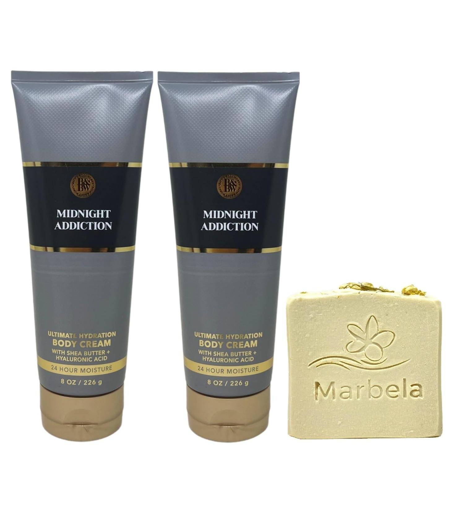 Bath & Body Works Midnight Addiction Ultimate Hydration Body Cream 2 Pack with a Wild Jasmine Bar Soap. - Buy Online on GoSupps.com