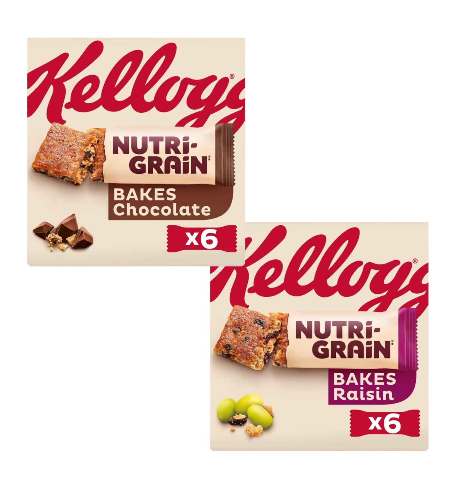 Kellog's Nutri-Grain Bakes Raisin Snack Bars and Kellogg's Nutri-Grain Bakes Chocolate Snack Bars - Buy Online on GoSupps.com