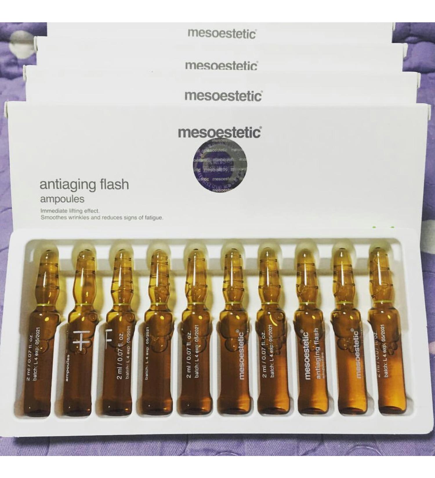 Mesoestetic Anti-aging Flash Ampoules20ml x 10/box - Buy Online on GoSupps.com