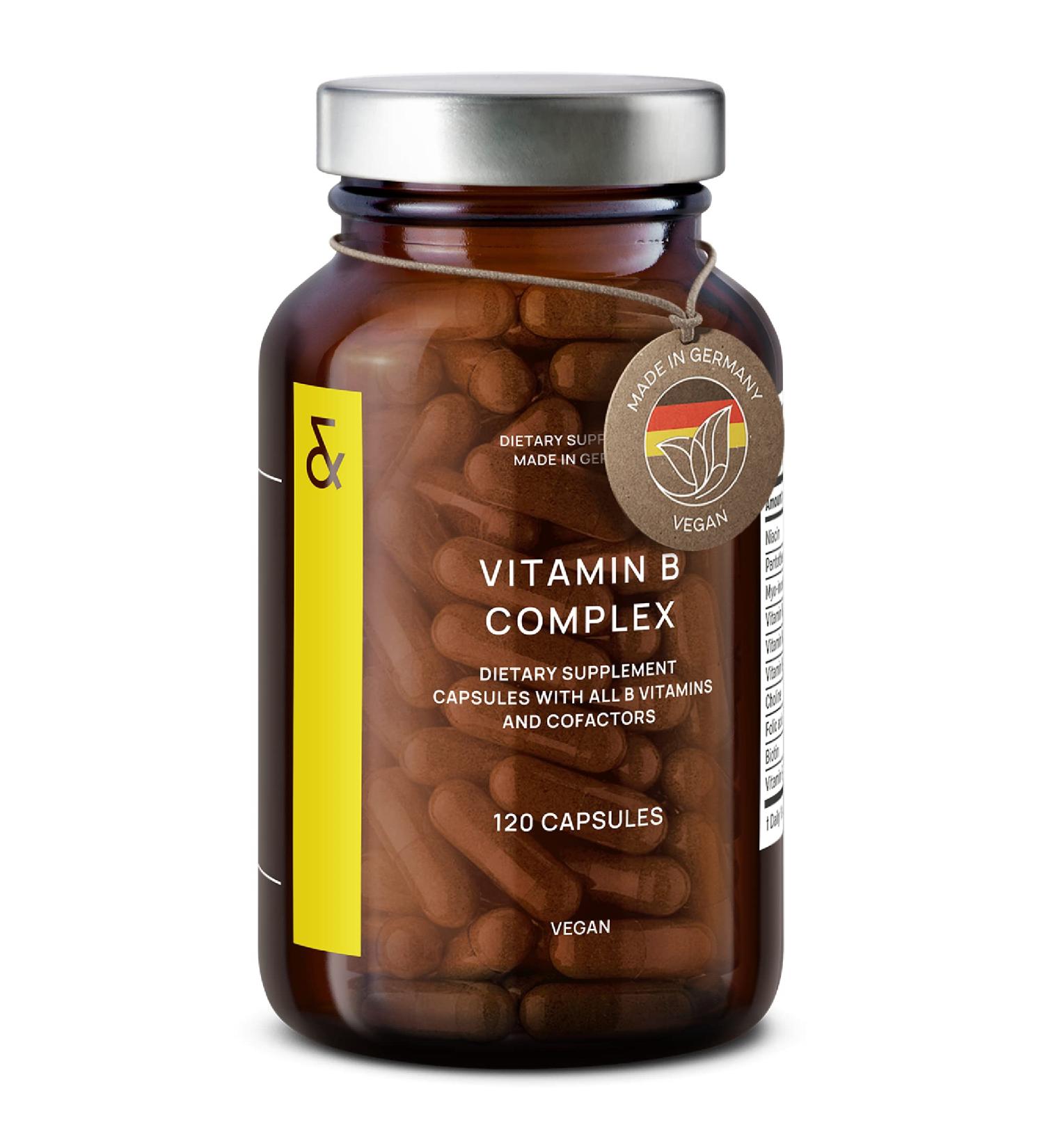 Vegan Vitamin B Complex - 120 Capsules for 120 Days - Energy Support with B1, B2, B3, B5, B6, B12, Biotin & Folic Acid - Myo-Inositol & Choline for Metabolism Boost - Buy Online on GoSupps.com