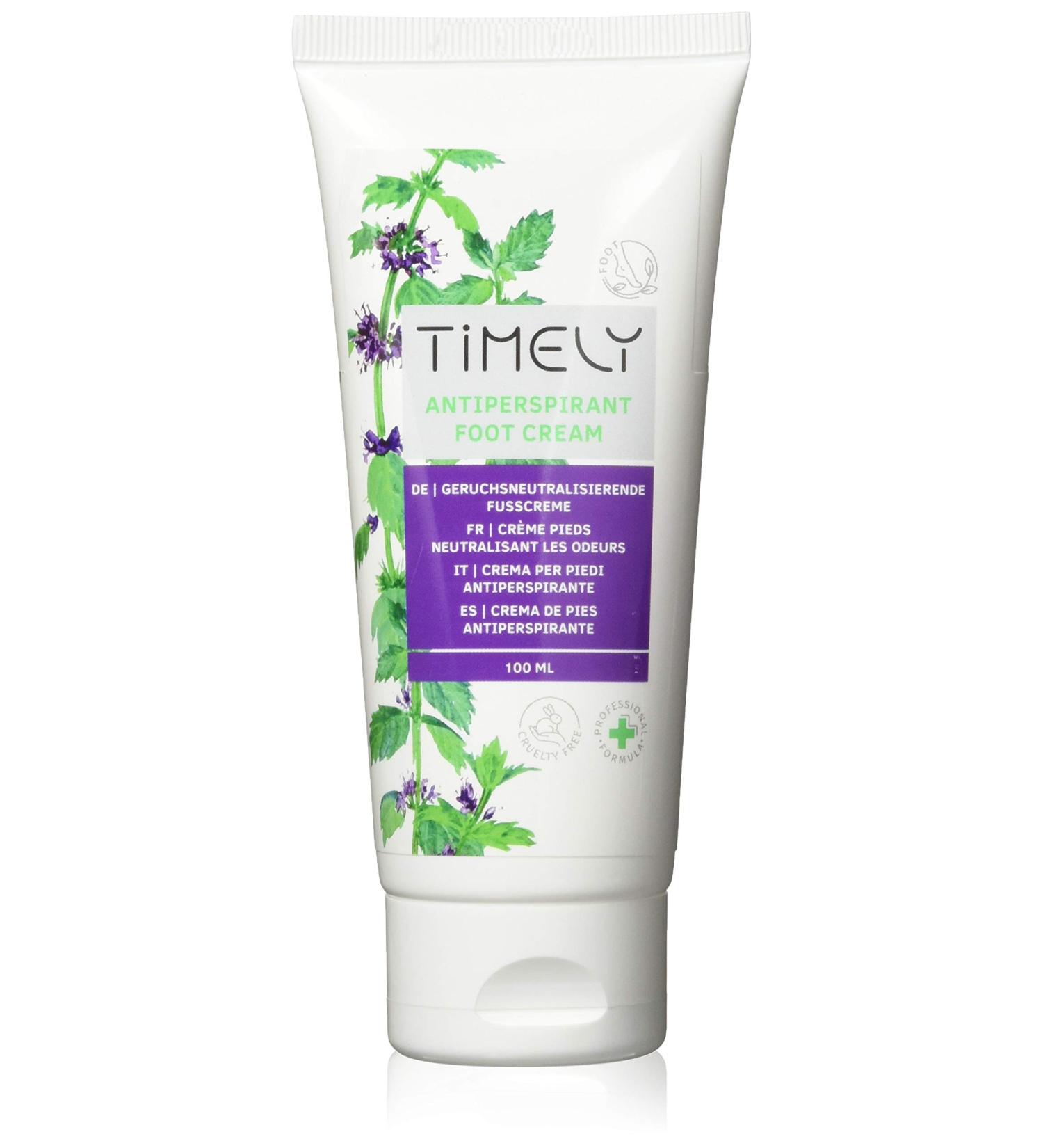TiMELY Antiperspirant Foot Cream - Pack of 4 x 100ml | Stop Foot Odor Cooling & Smoothing Effect - International Shipping Available - Buy Online on GoSupps.com