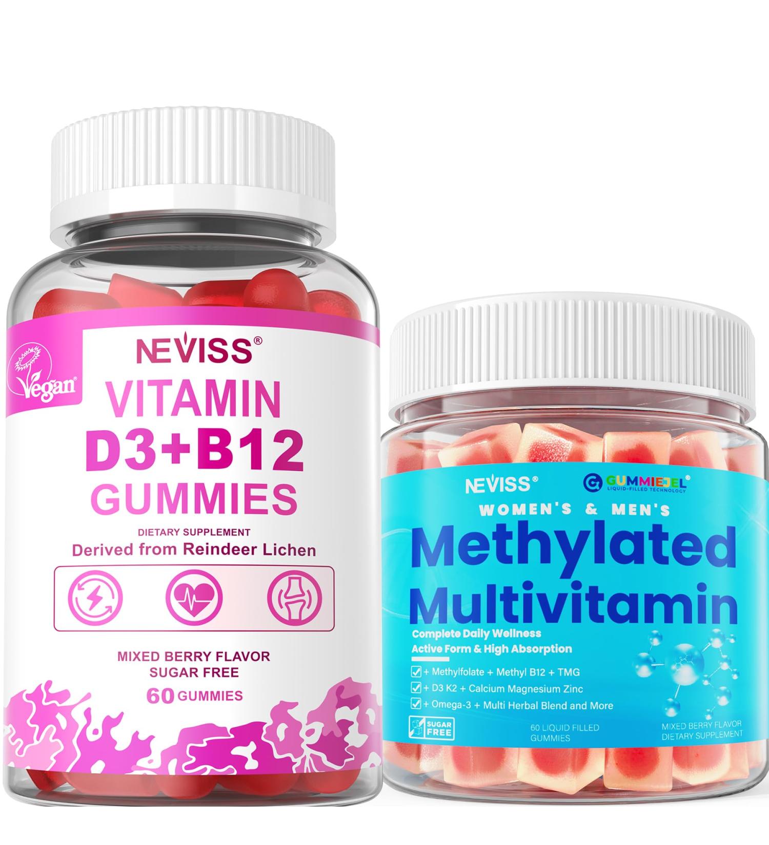 NEVISS Methylated Multivitamin Vitamin D3 + Vitamin B12 Gummies 3Pack - Buy Online on GoSupps.com