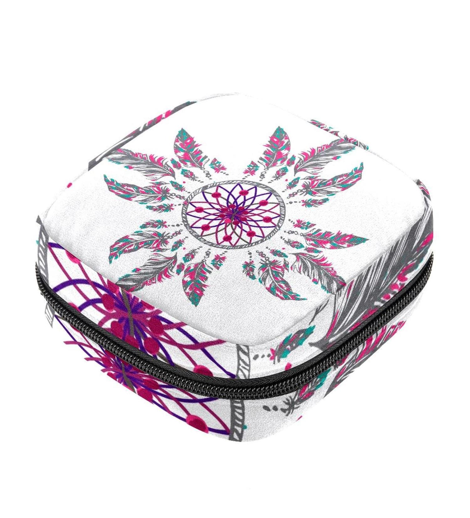 Colorful Dream Catcher Menstrual Bag with Zipper - Ladies Napkin & Tampon Collection Bag for Women and Girls - Buy Online on GoSupps.com