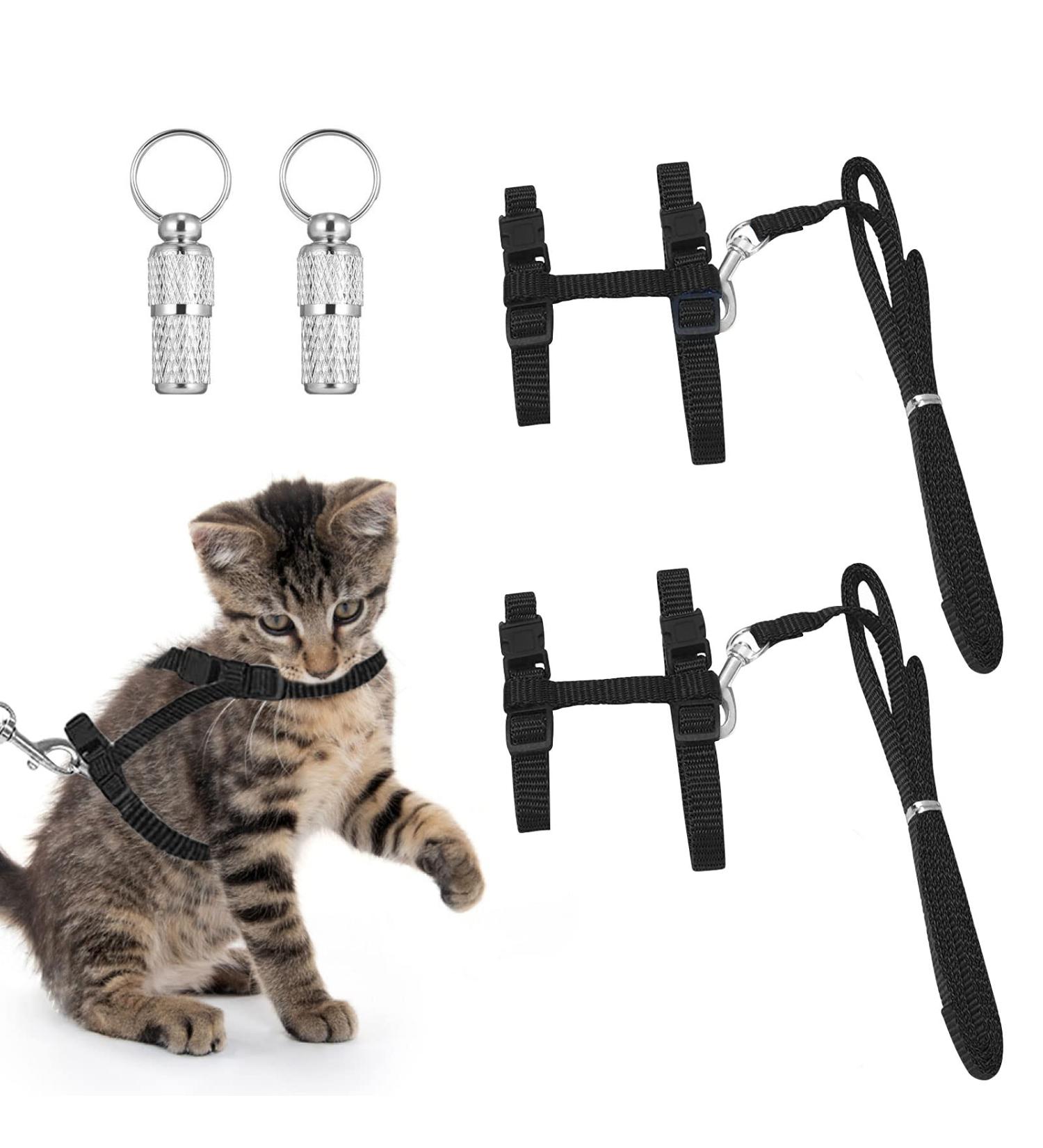Adjustable Cat Harness & Leash Set - Escape-Proof Vest for Small Cats & Rabbits | 2 Pack with Pet ID Tags - Buy Online on GoSupps.com