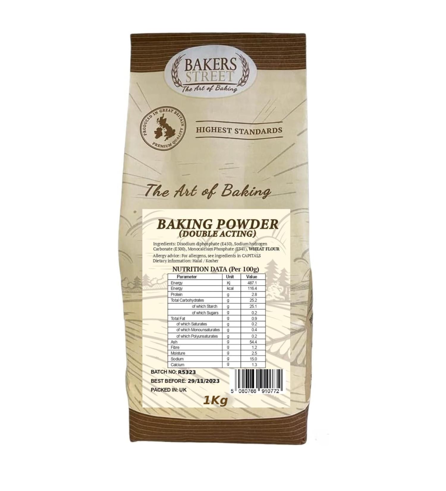 Bakers Street | Double Acting Baking Powder 2X750g (1.5Kg) | Premium Leavening Agent For Cooking and Baked | Goods Desserts Breads & Cake - Buy Online on GoSupps.com