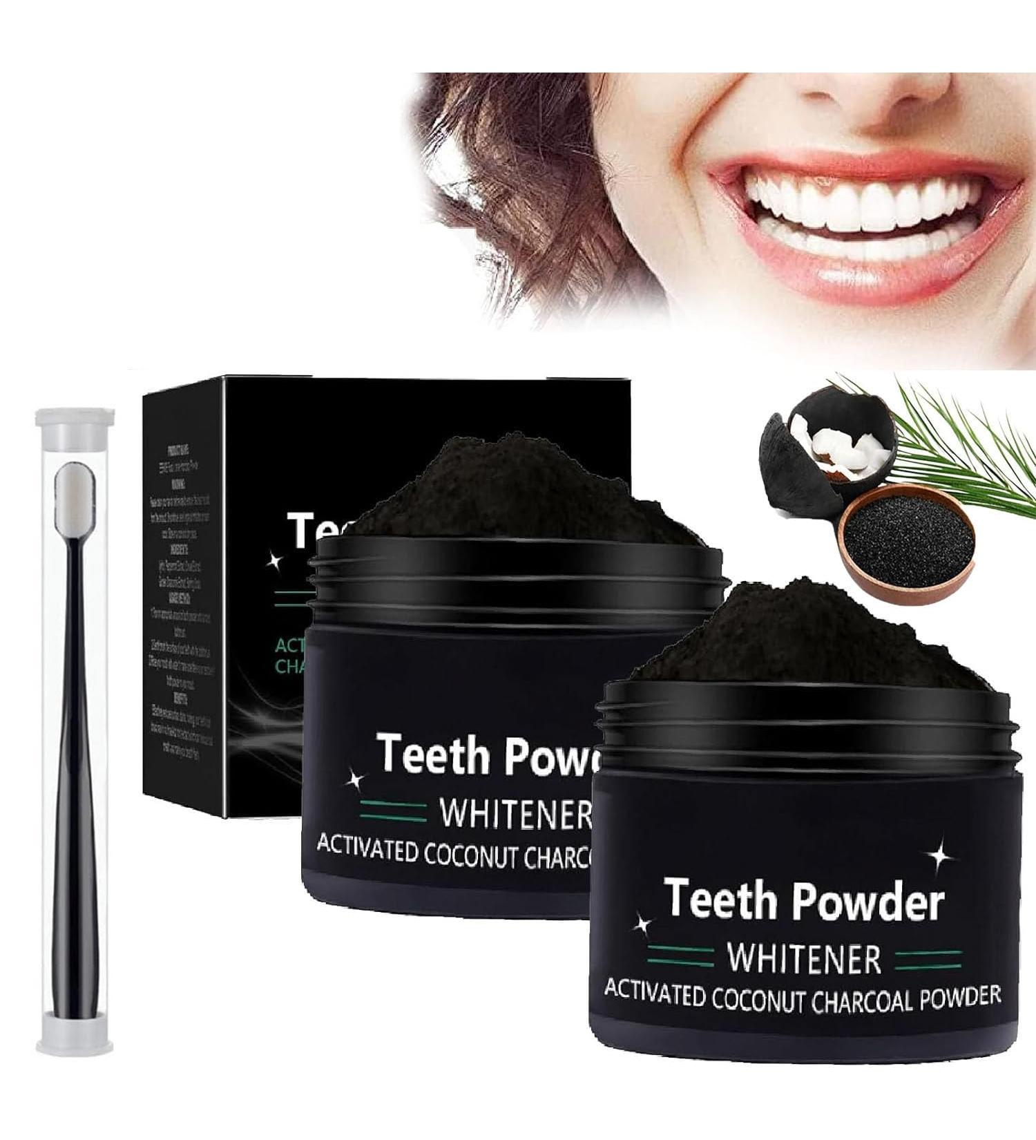 Cleopatra s Natural Teeth Whitening Powder - Activated Coconut Charcoal for Stain Removal & Whitens Teeth (2 PCs) - Buy Online on GoSupps.com