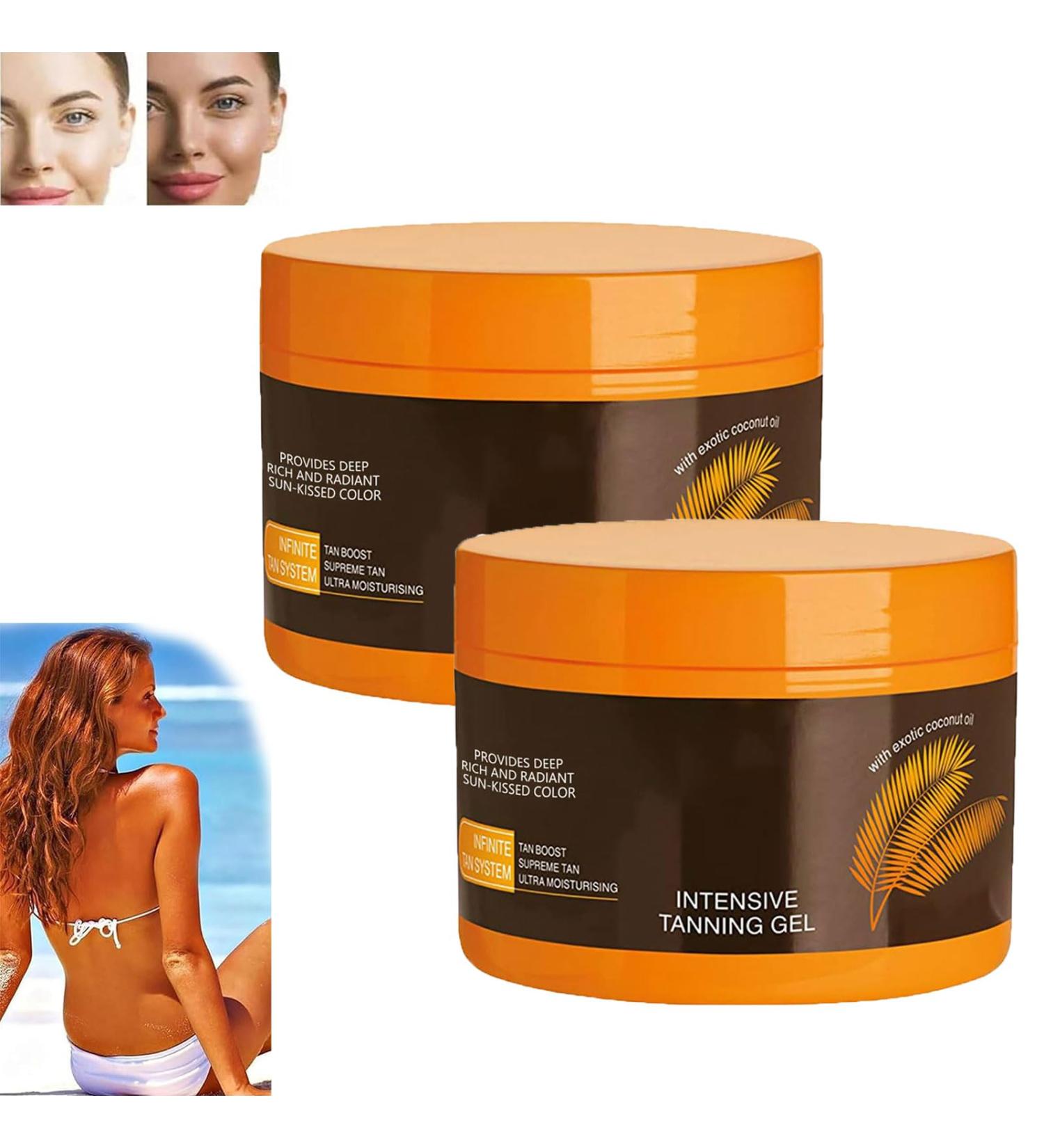 Luxury Intensive Tanning Gel Brown Intensive Tanning Luxe Gel Natural Tanning Accelerator Cream Gel Dark Brown Tanning Gel For Sunbeds & Outdoor Sun (2 Pcs) - Buy Online on GoSupps.com