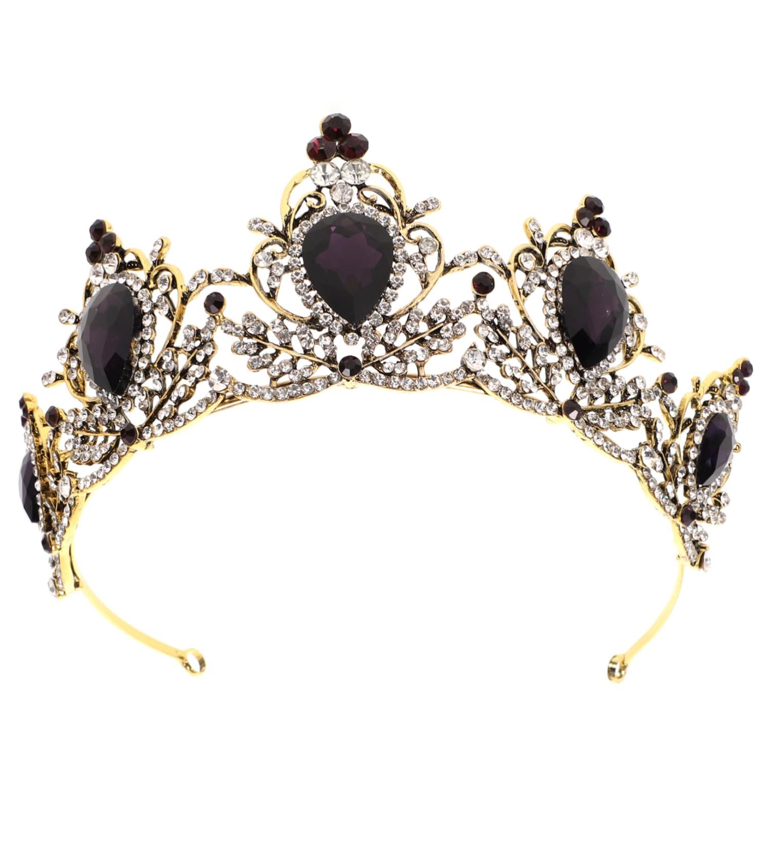 Ipetboom 1pc Bridal Headdress Crown Hairband Vintage Crown Headdress Bride Hair Wedding Headband Crystal Crown Headband Women Crown Headdress Vintage Crown Headband Bride Crown 13x6.5cm Purple - Buy Online on GoSupps.com