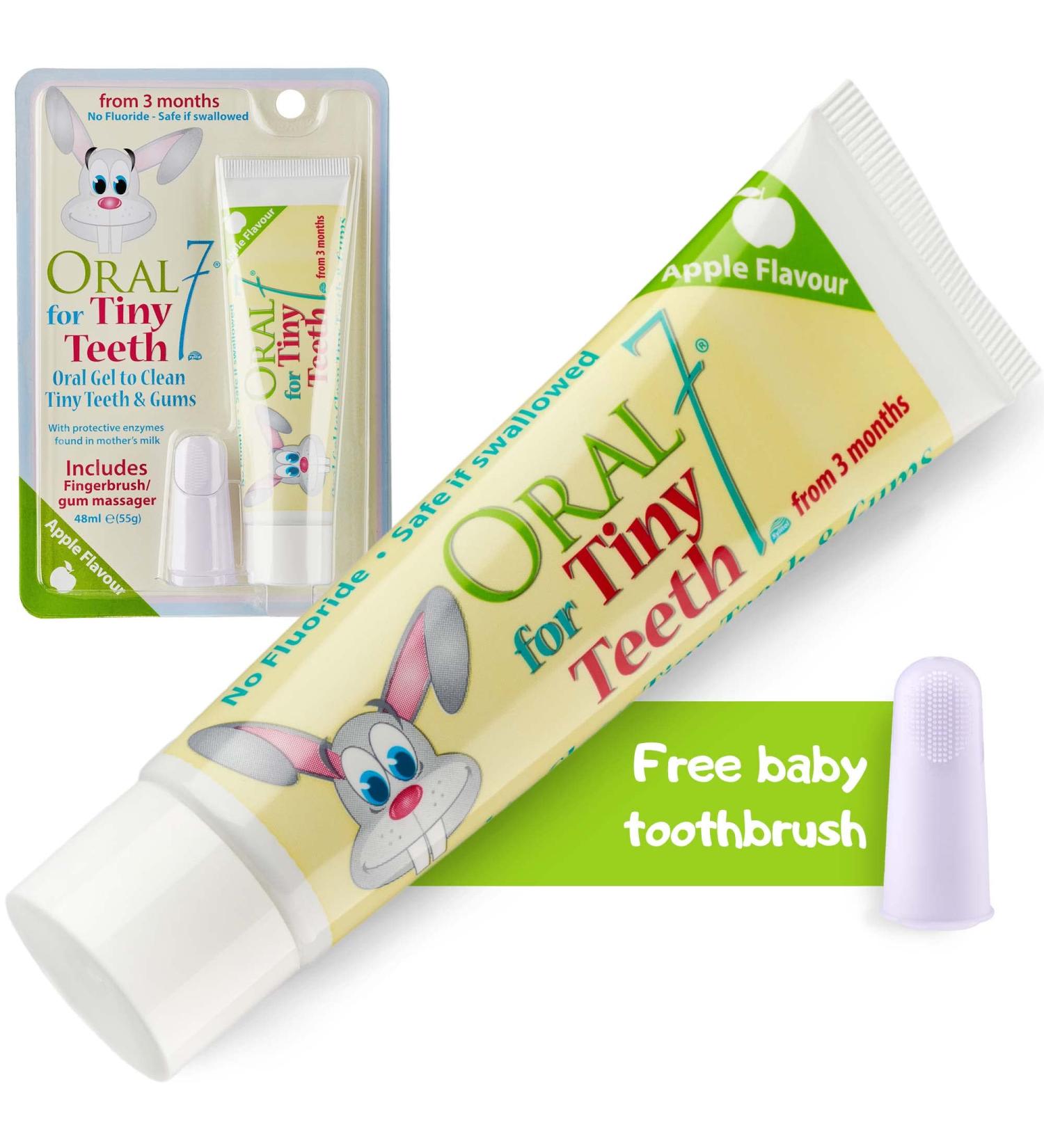 Oral7 Tiny Teeth Toothpaste for Babies | Enzymes from Mother's Milk | Apple Flavor | Free Fingerling | Ages 6-24 Months - Buy Online on GoSupps.com
