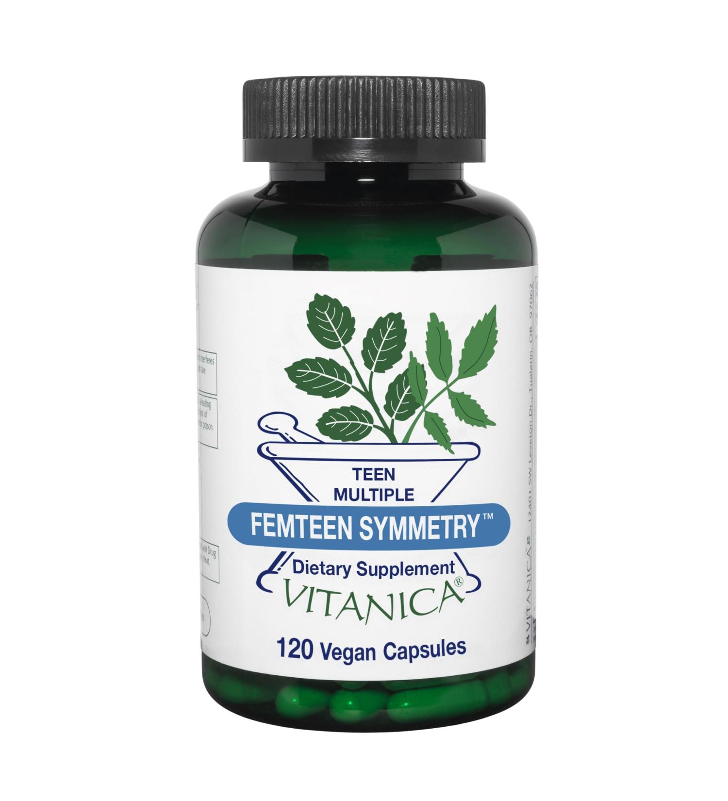 Vitanica FemTeen Symmetry Vitamins for Teens Daily Multivitamin Vegan 120 Capsules Pro Logo - 120 Capsules - Buy Online on GoSupps.com
