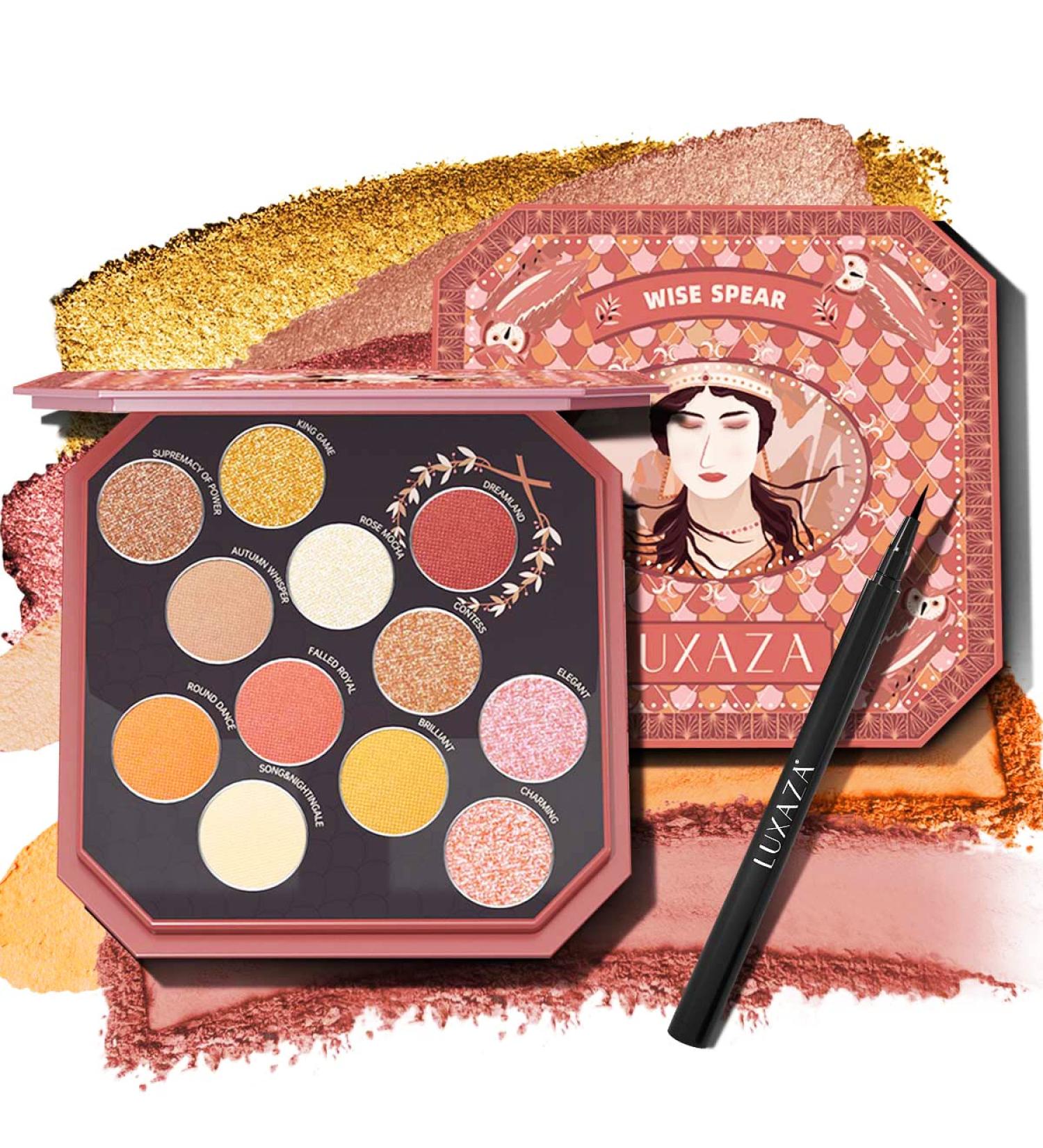 LUXAZA Nude Eyeshadow & Blush Palette with Eyeliner, Brushes - Smoky Makeup Kit - Buy Online on GoSupps.com